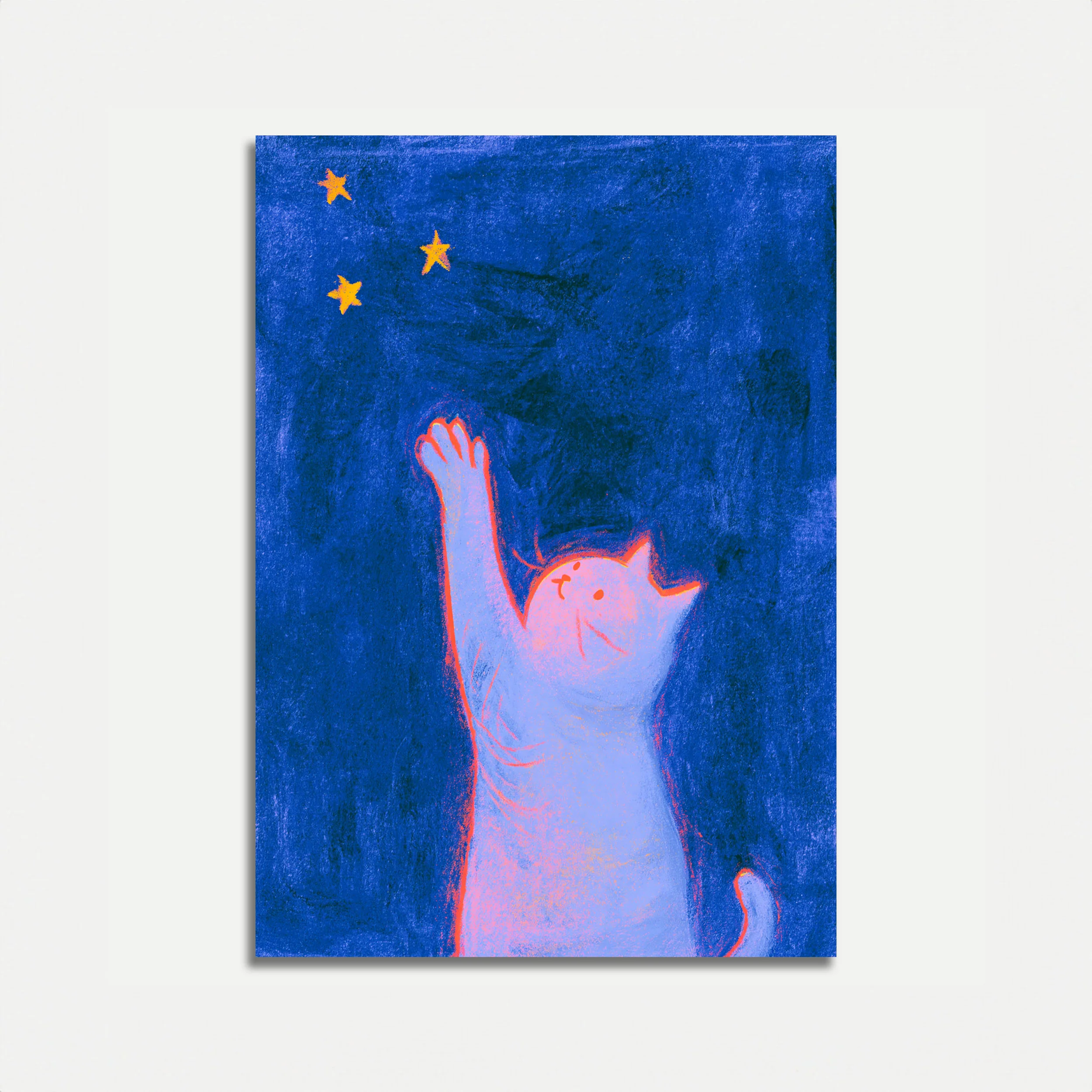 Cat Reaching for Stars Poster