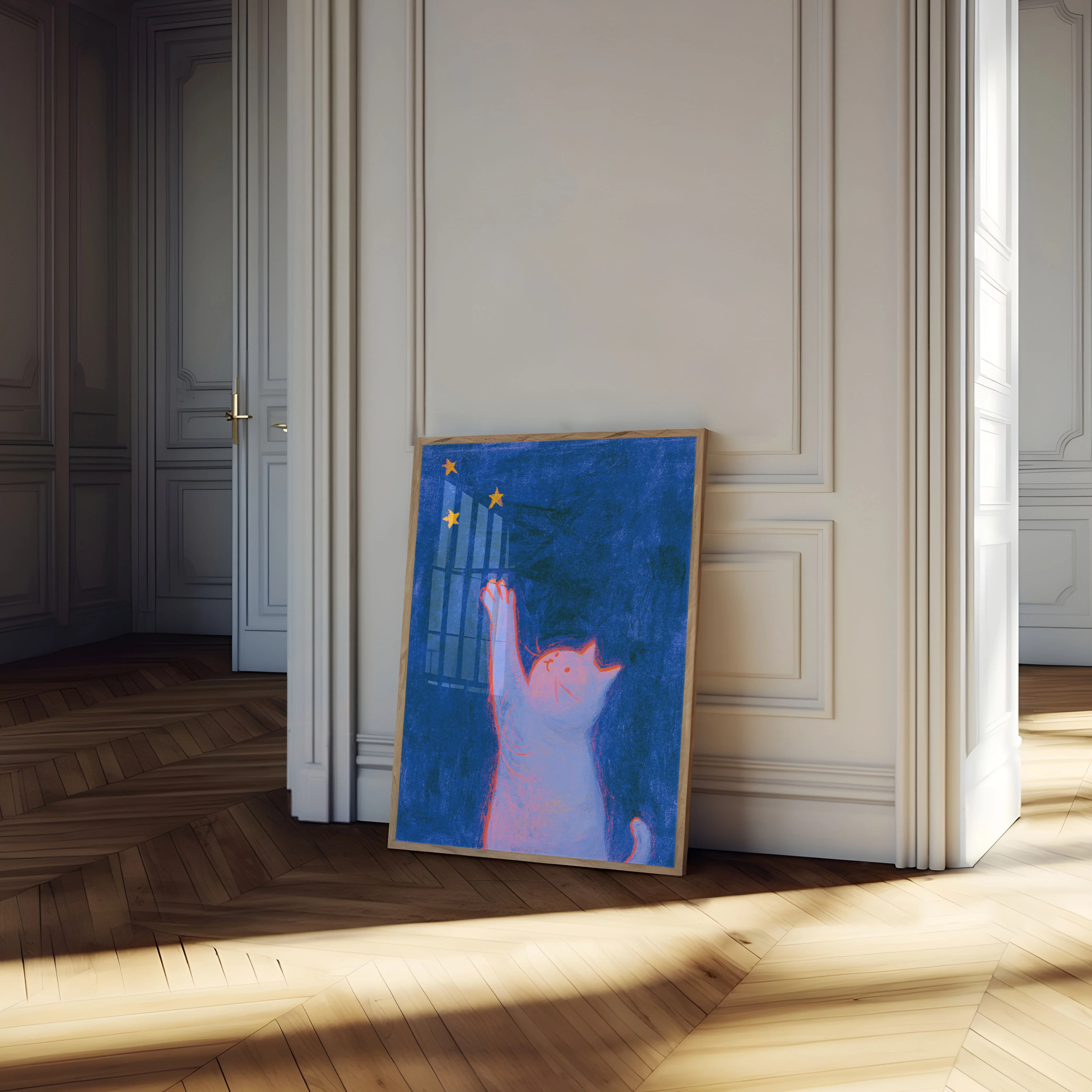 Cat Reaching for Stars Poster - Image 4