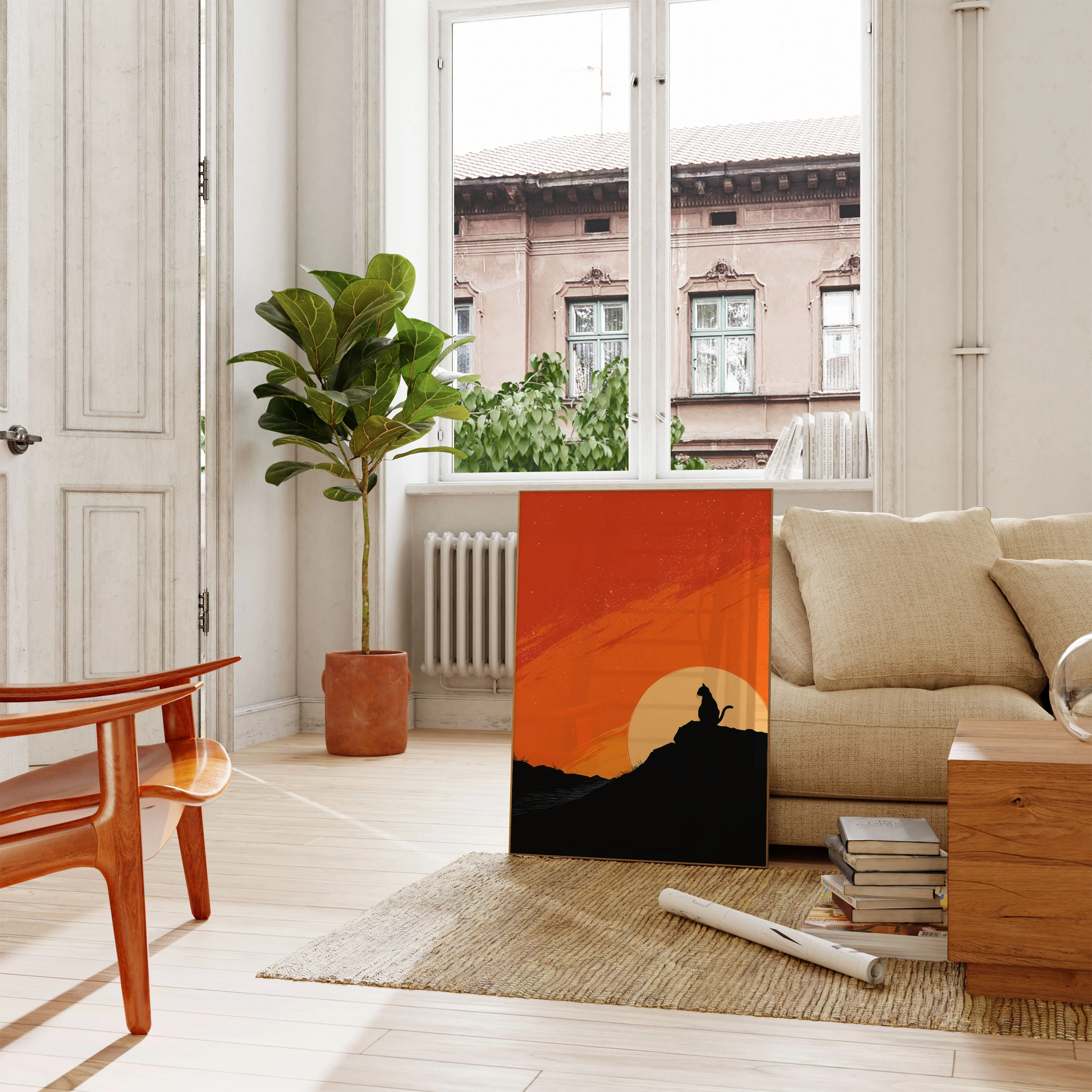 Cat Silhouette Sunset Poster - Image 2