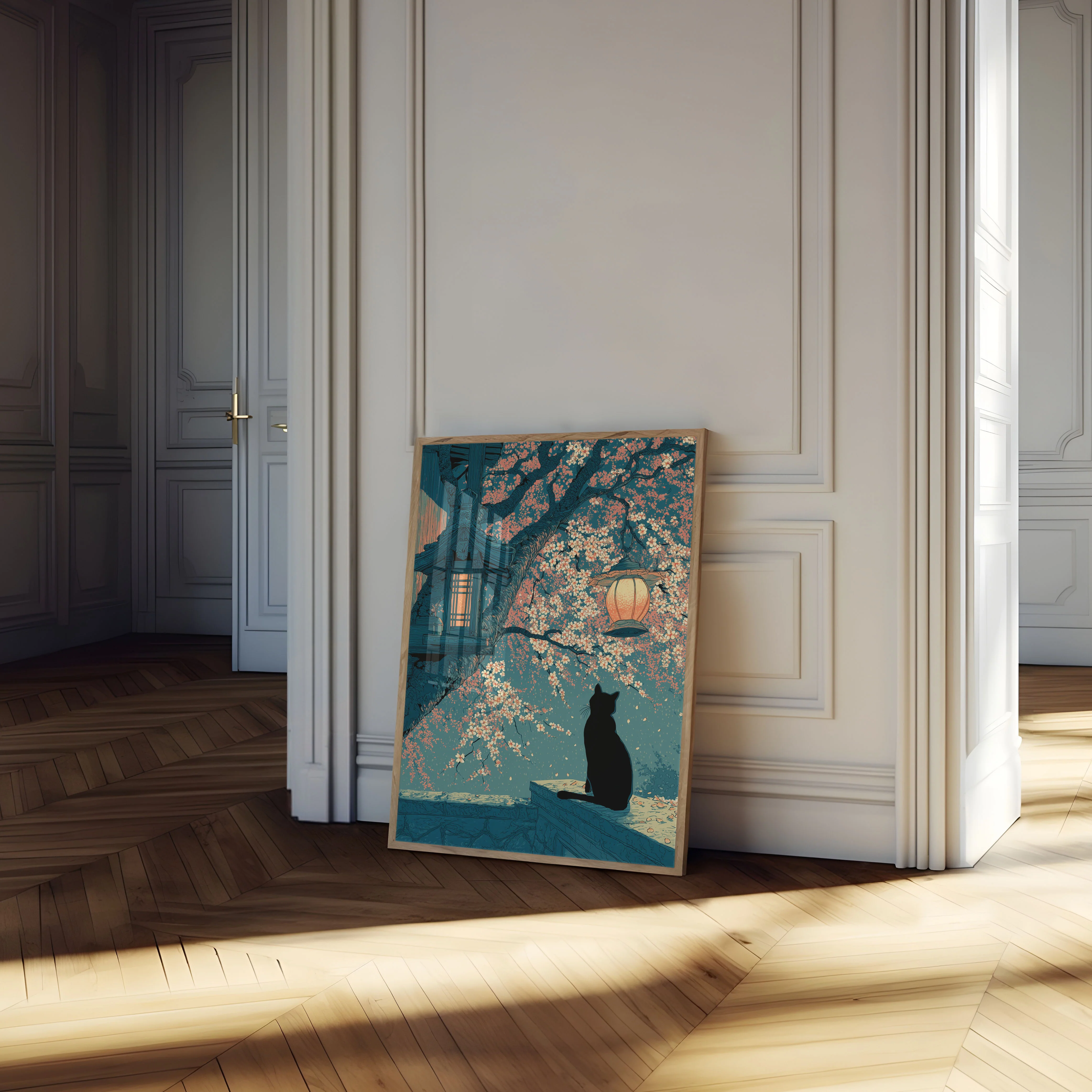 Cat Under Blooming Tree Poster - Image 4