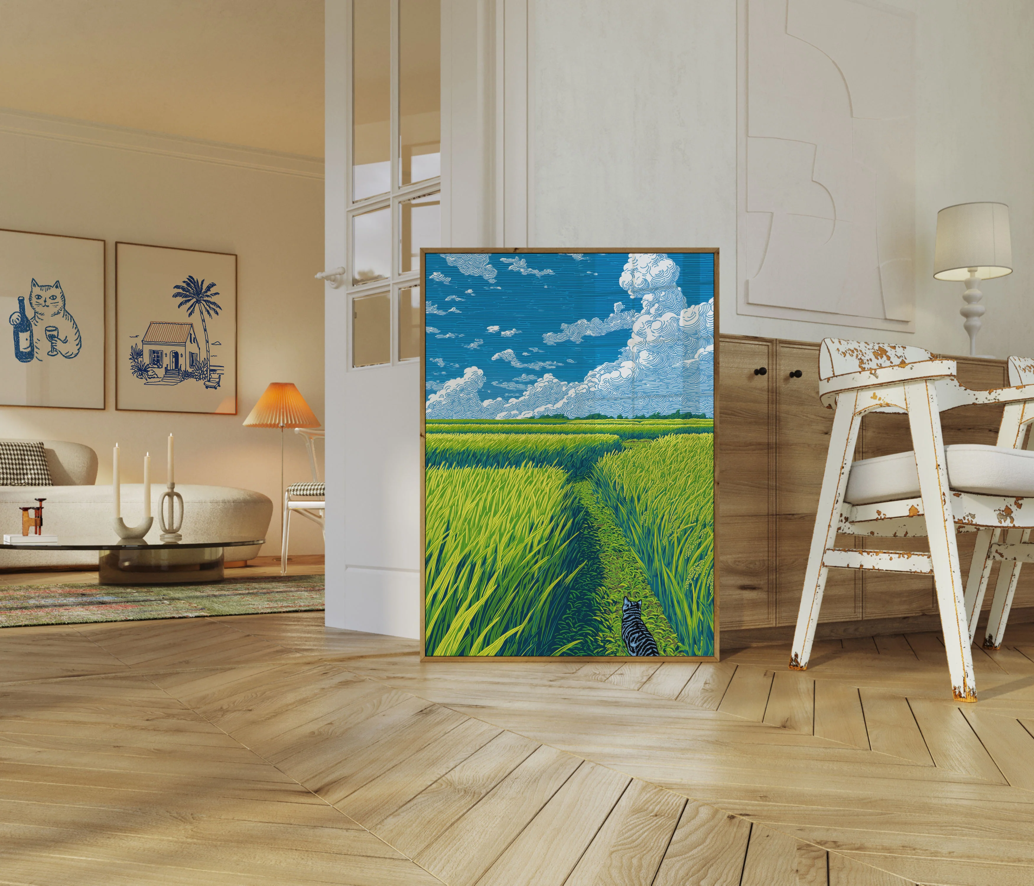 Cat Walking Through Grain Field Poster - Image 5