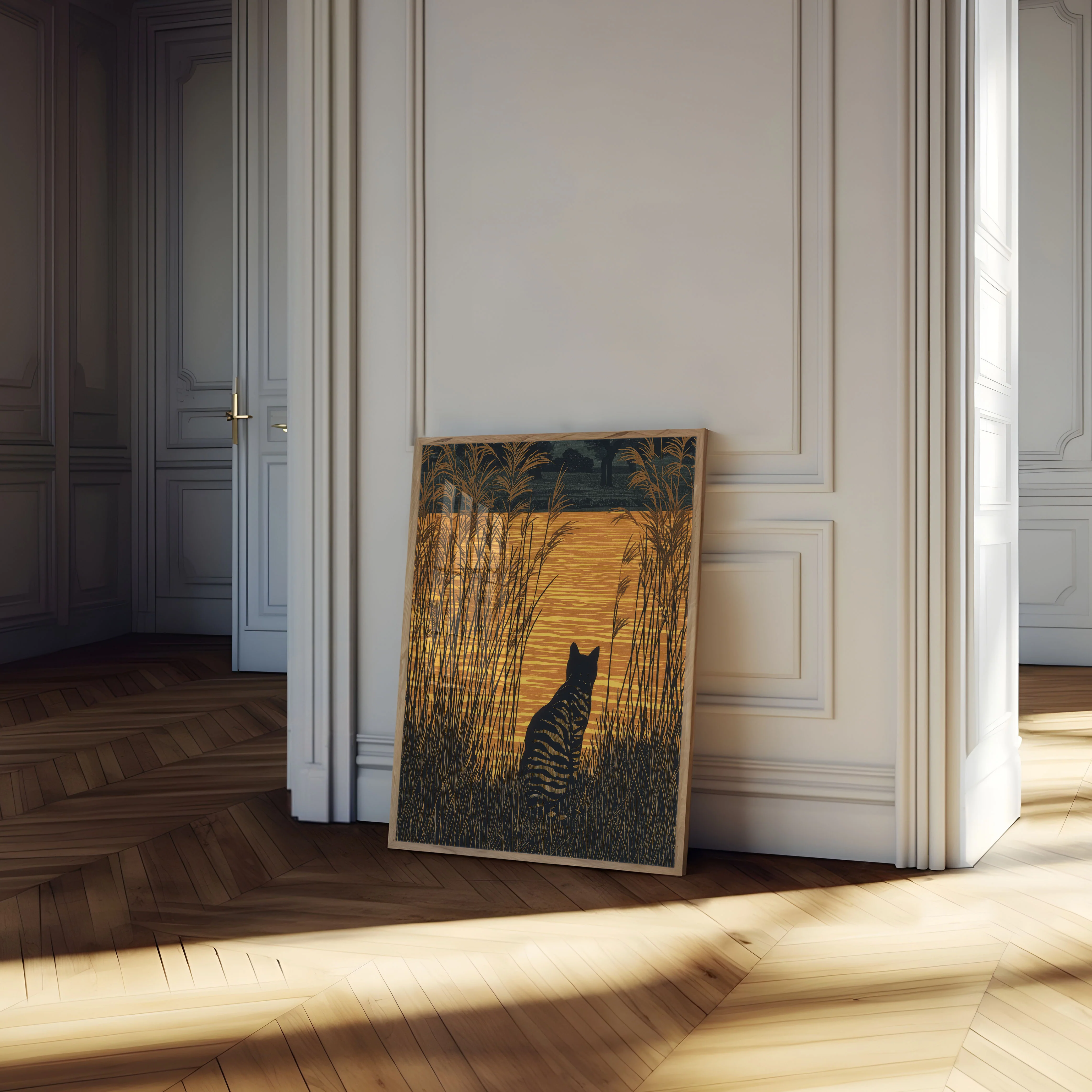 Cat Watching Golden Sunset Poster - Image 4