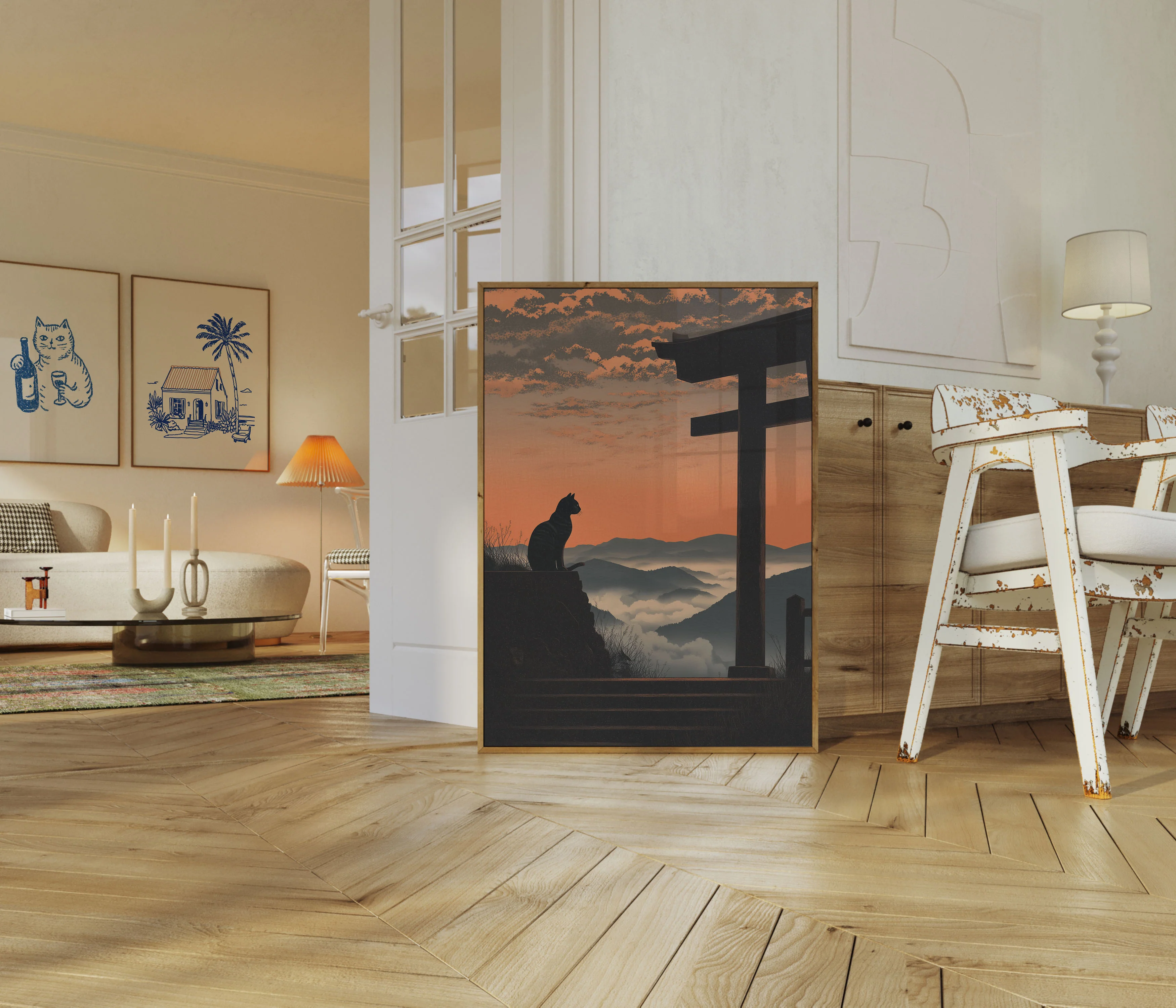 Cat Watching Mountain Sunrise Poster - Image 5