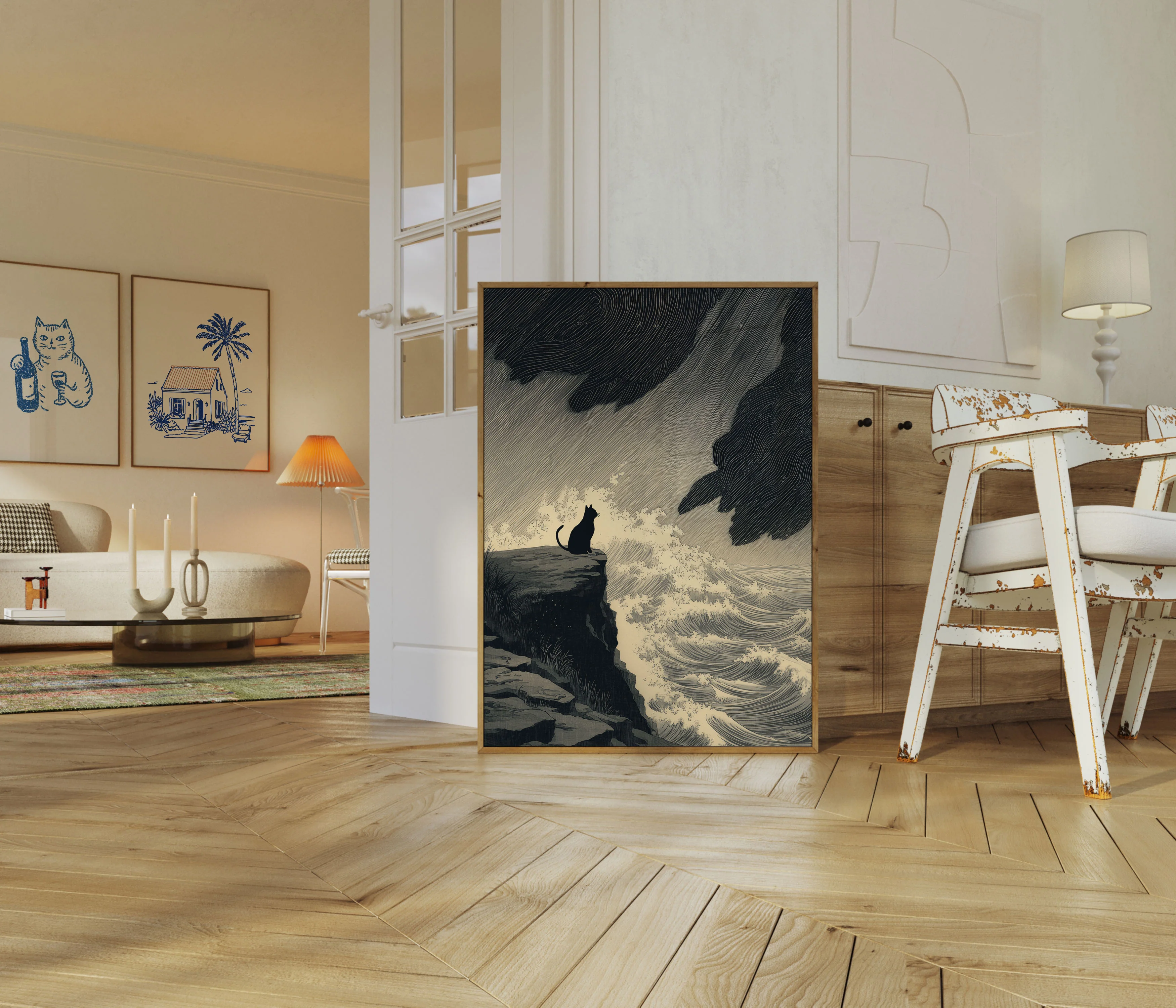 Cat Watching Ocean Waves Poster - Image 5
