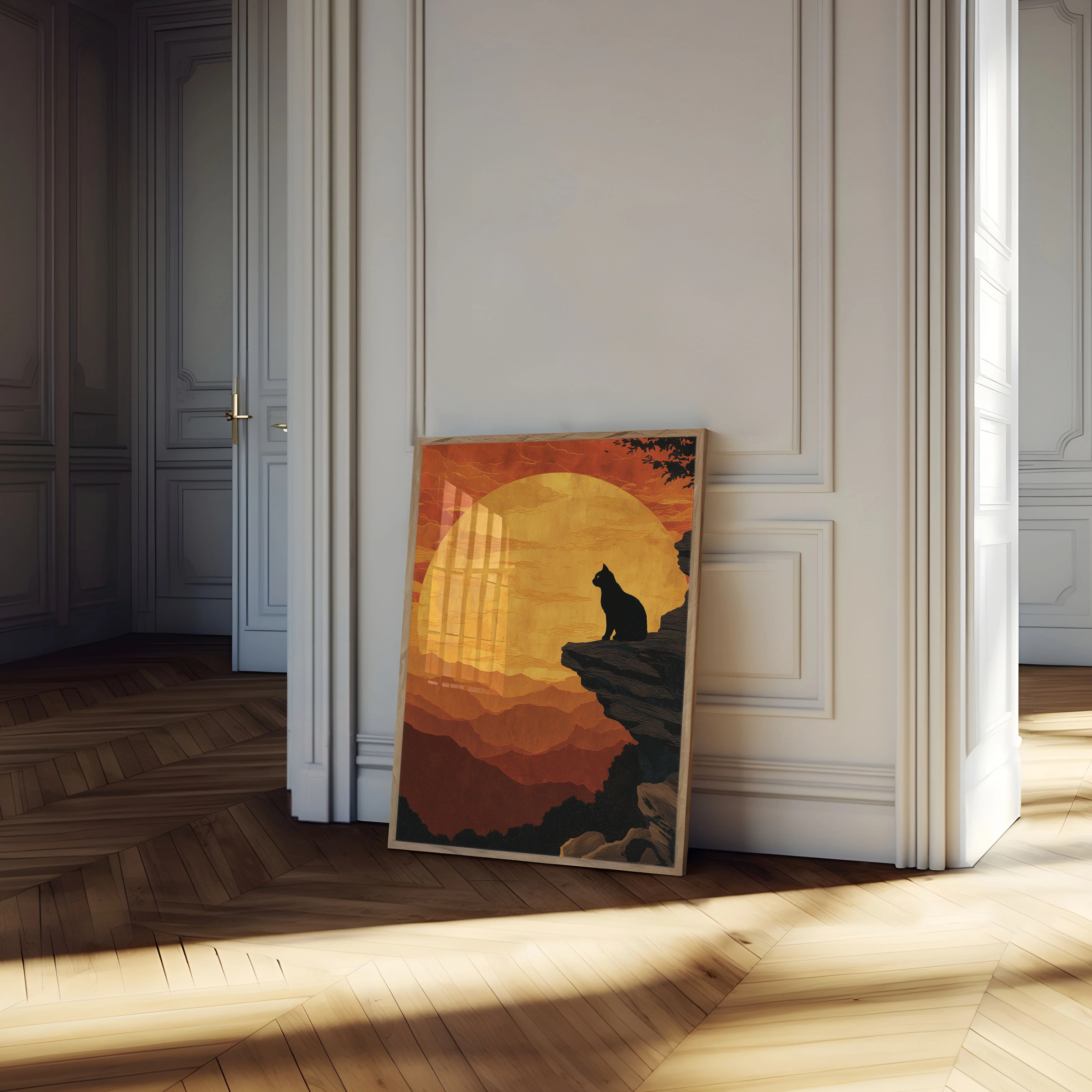 Cat Watching Sunset Poster - Image 4