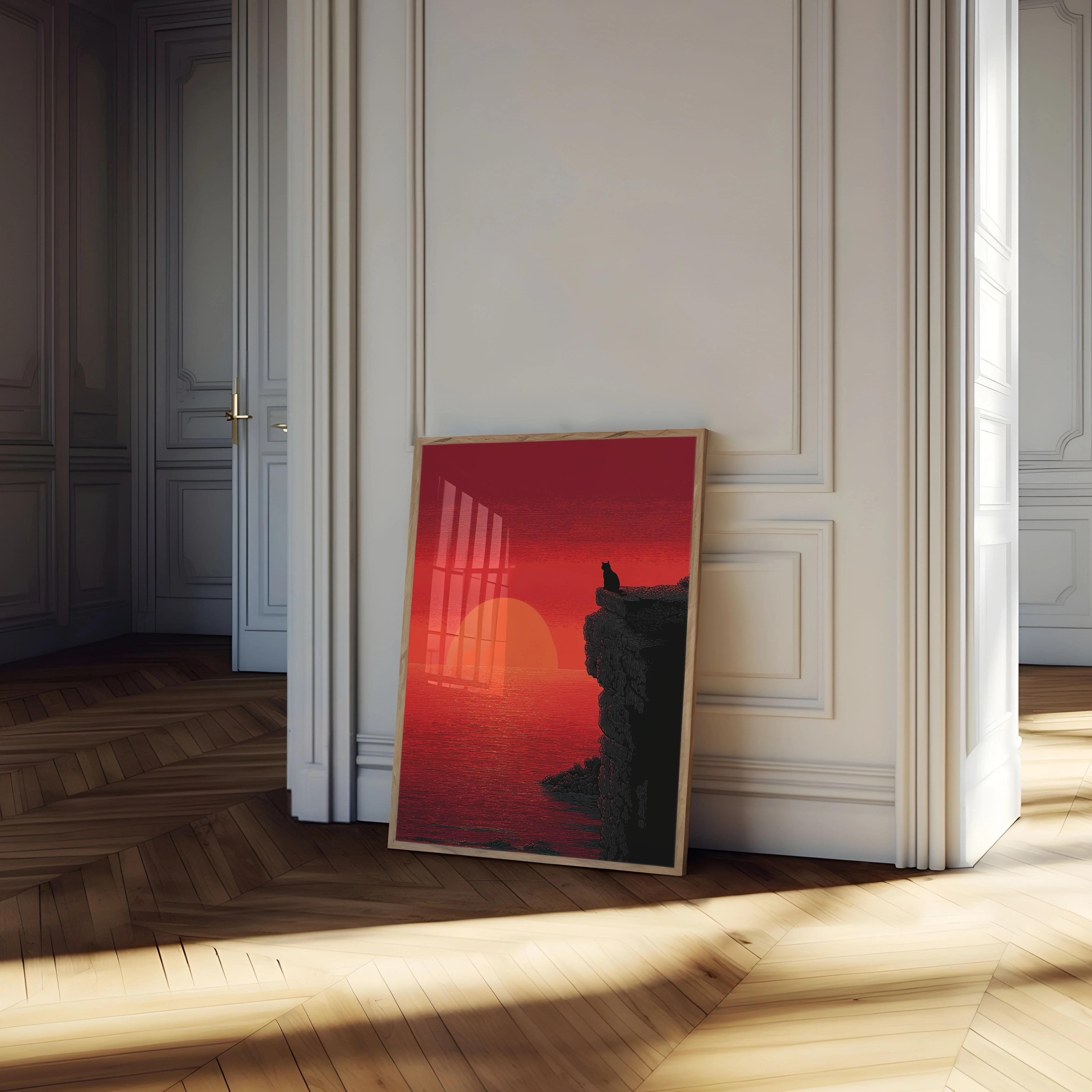 Cat Watching Sunset Poster - Image 4