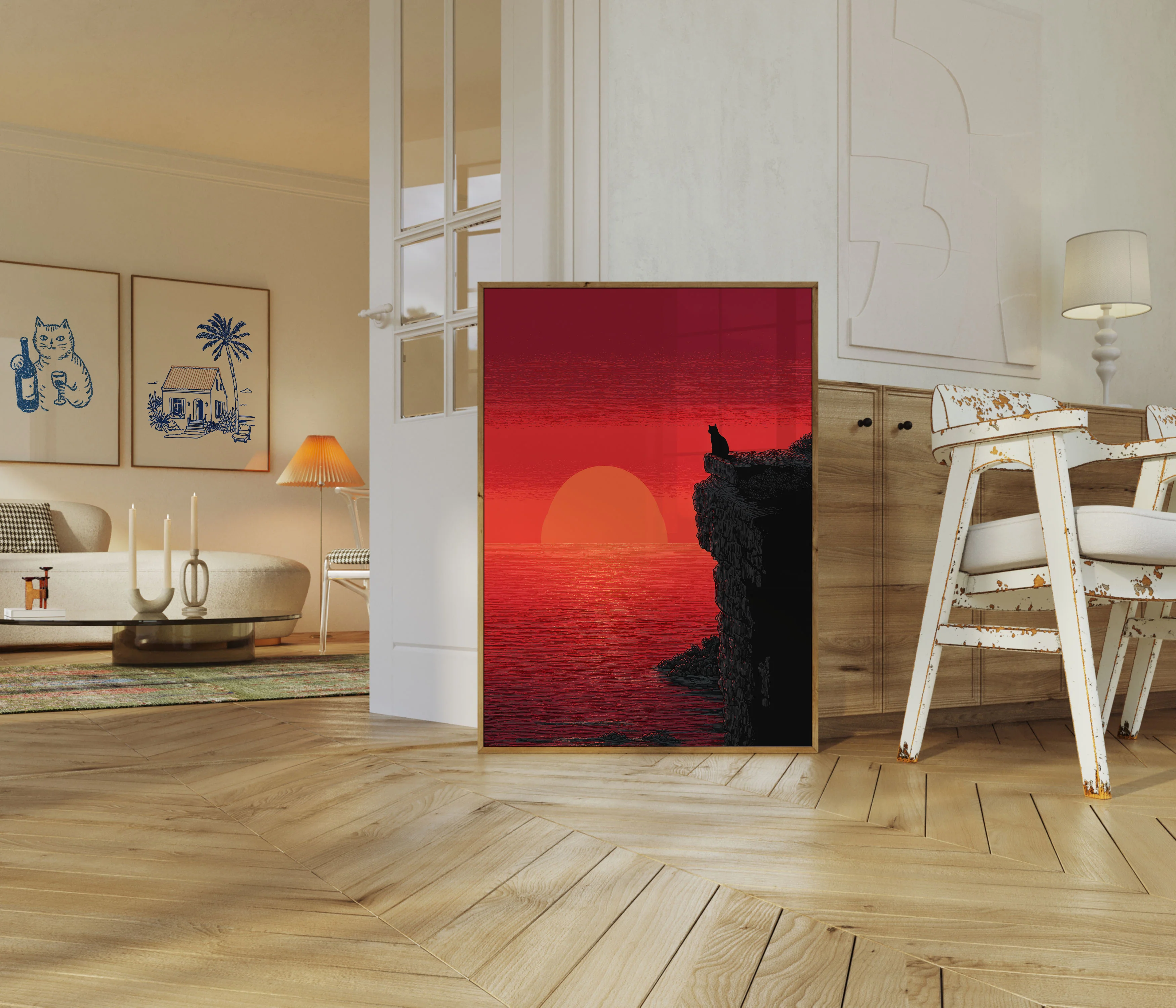 Cat Watching Sunset Poster - Image 5