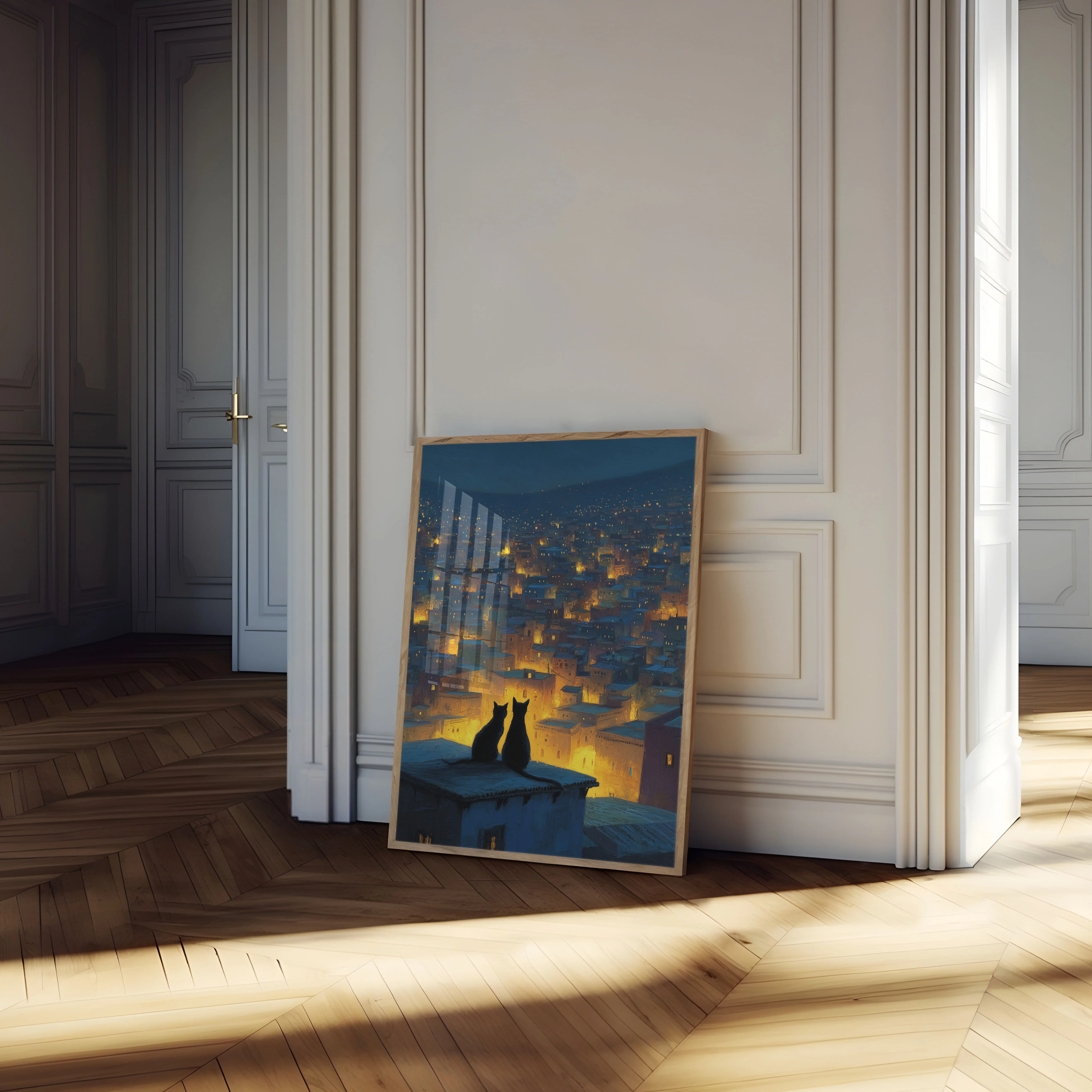 Cats Overlooking Glowing City Poster - Image 4