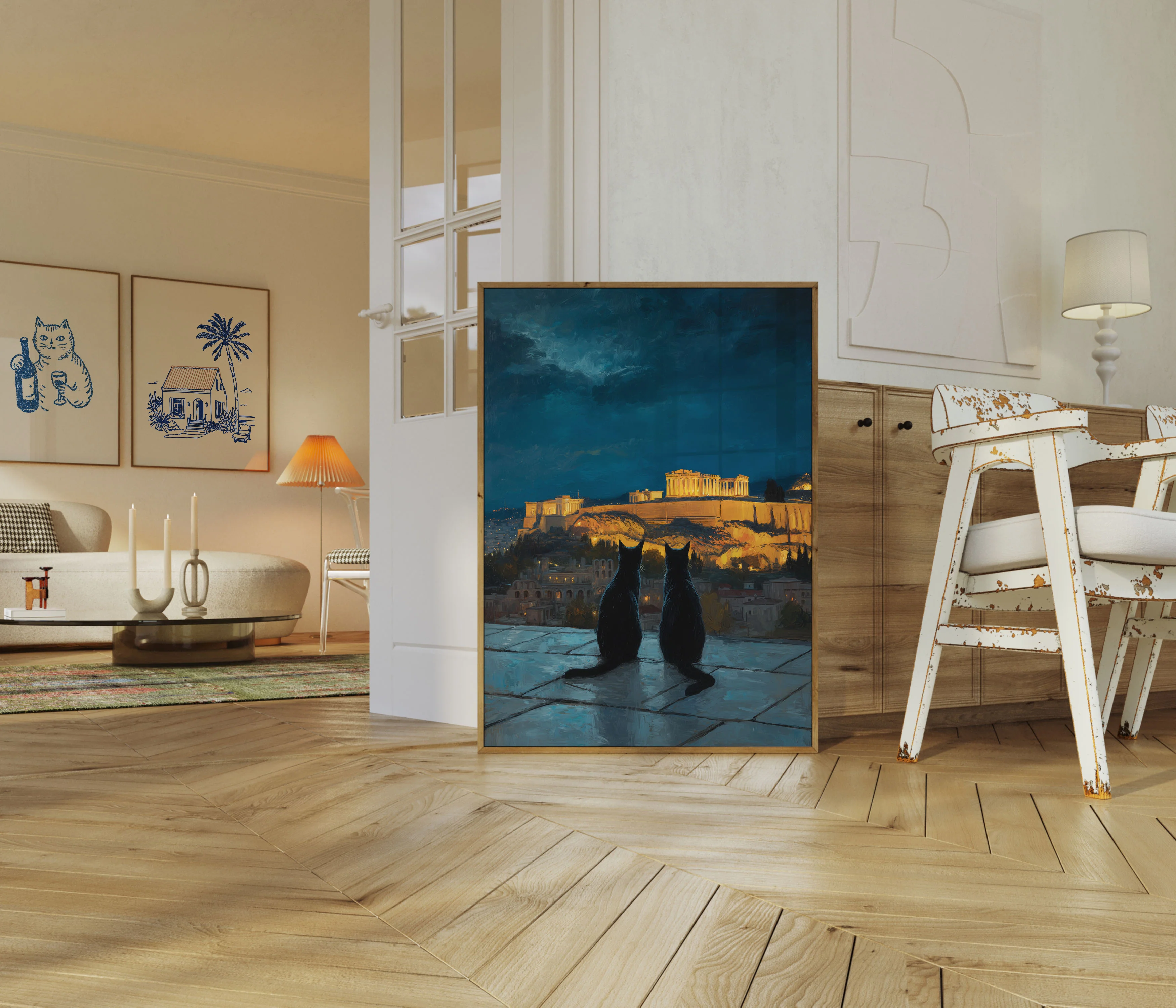 Cats Watching Ancient Athens Poster - Image 5