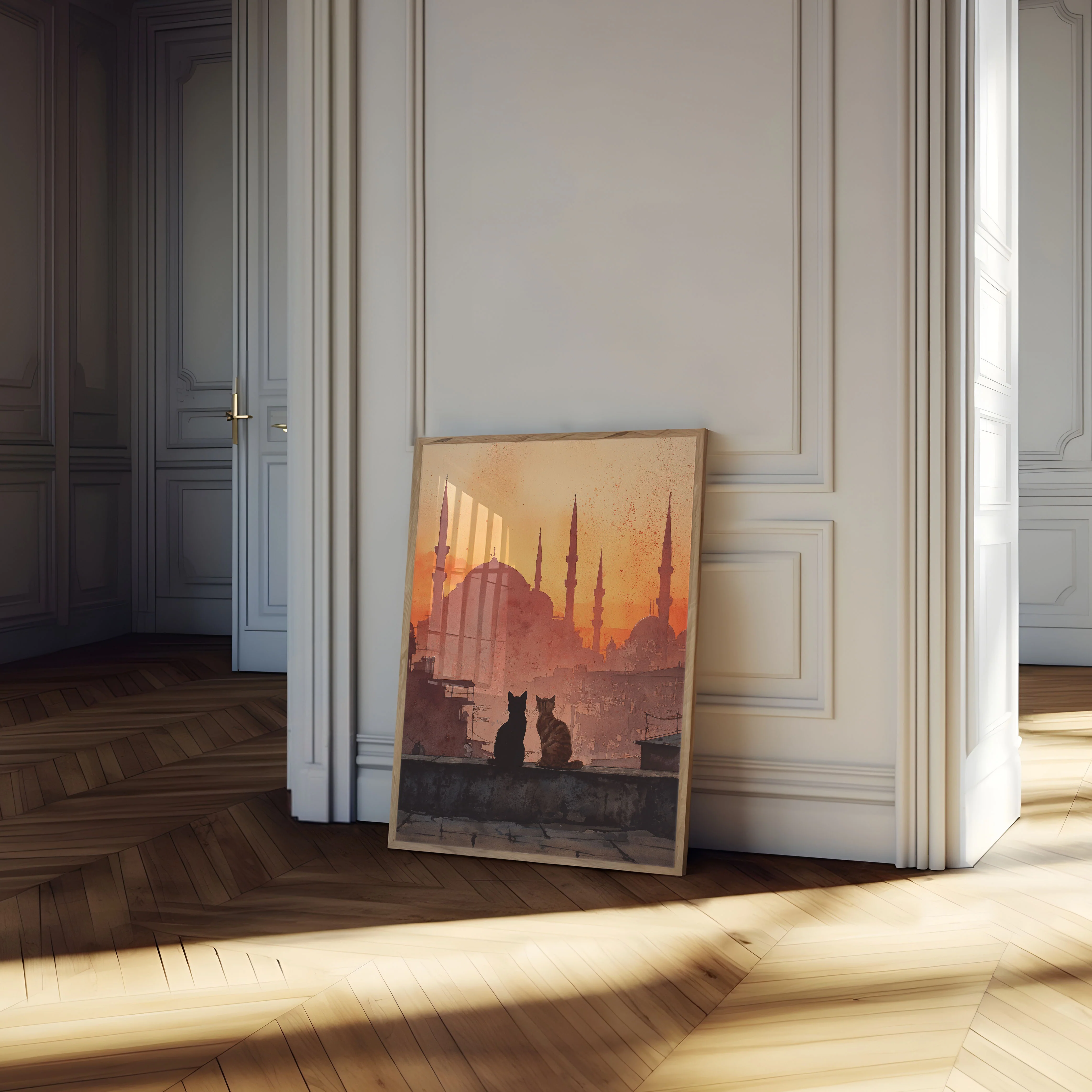 Cats Watching Istanbul Sunset Poster - Image 4