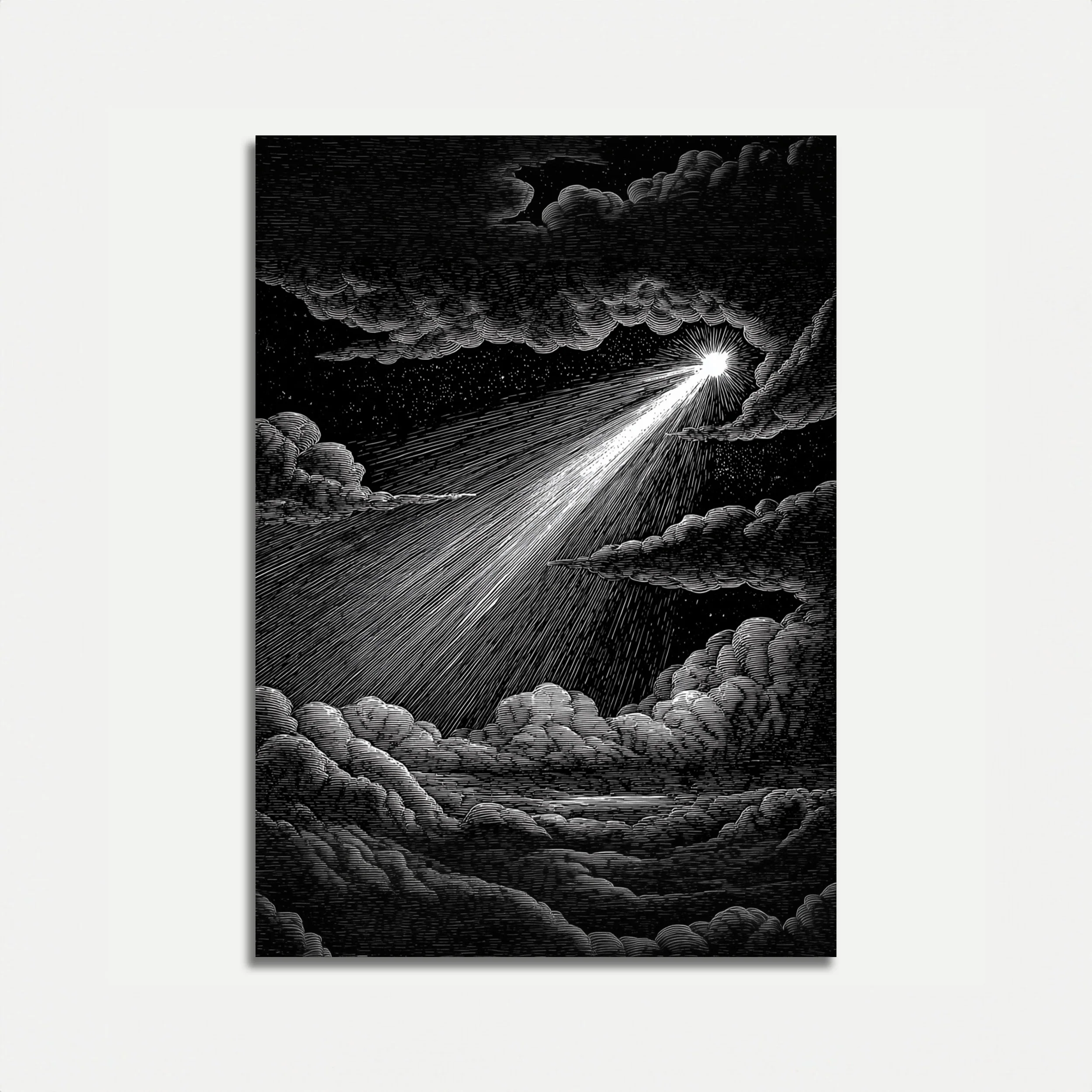 Celestial Light Through Clouds Poster