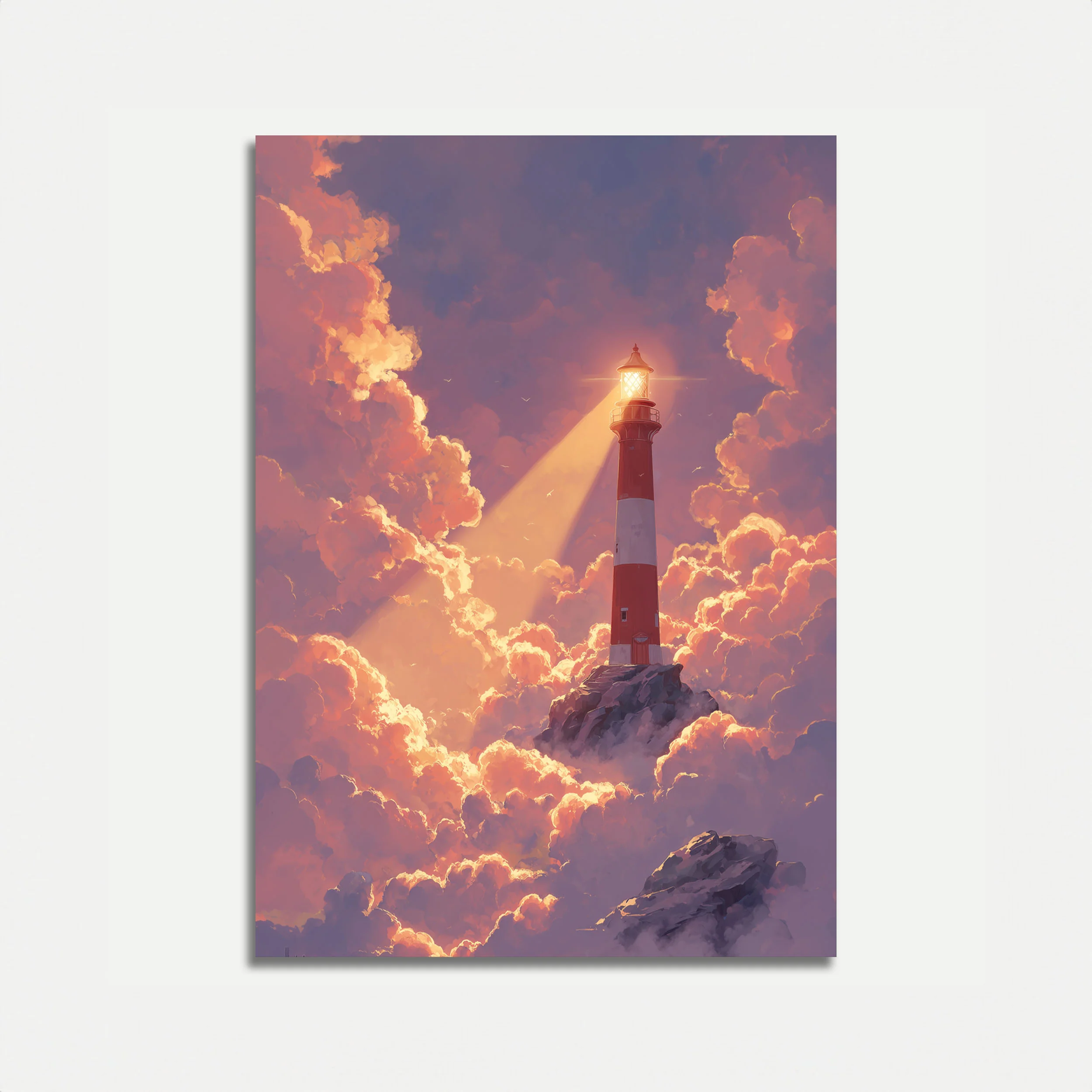 Celestial Lighthouse Storm Poster
