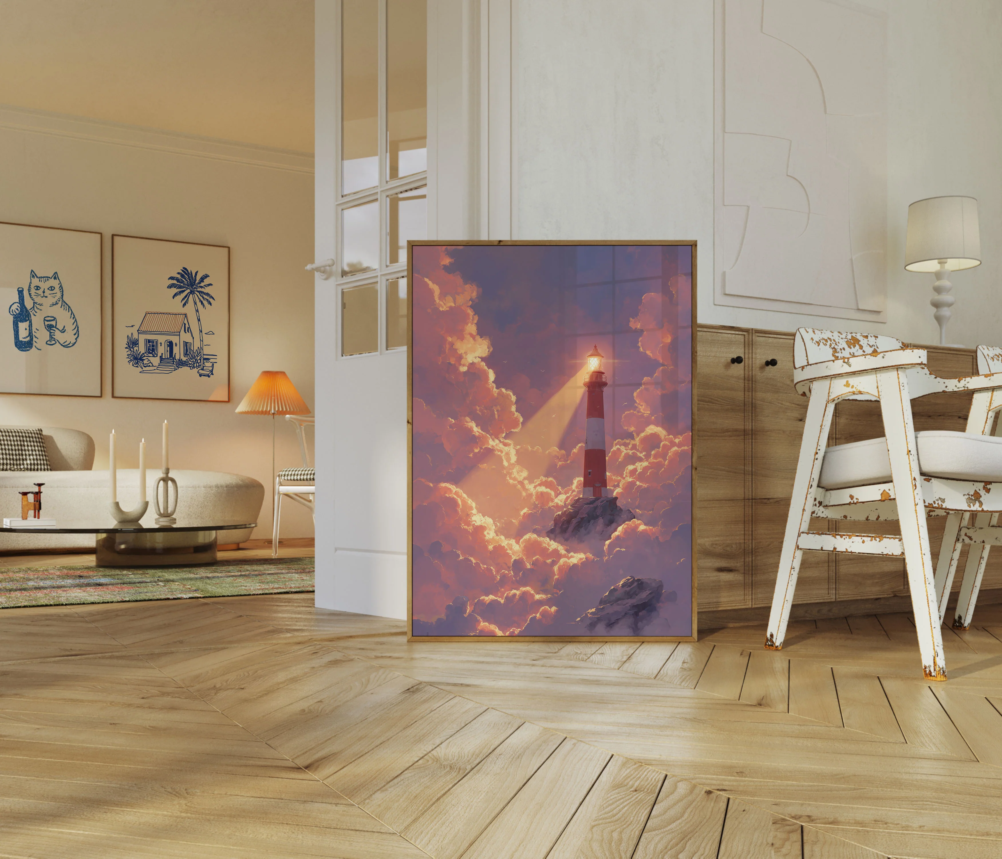 Celestial Lighthouse Storm Poster - Image 5