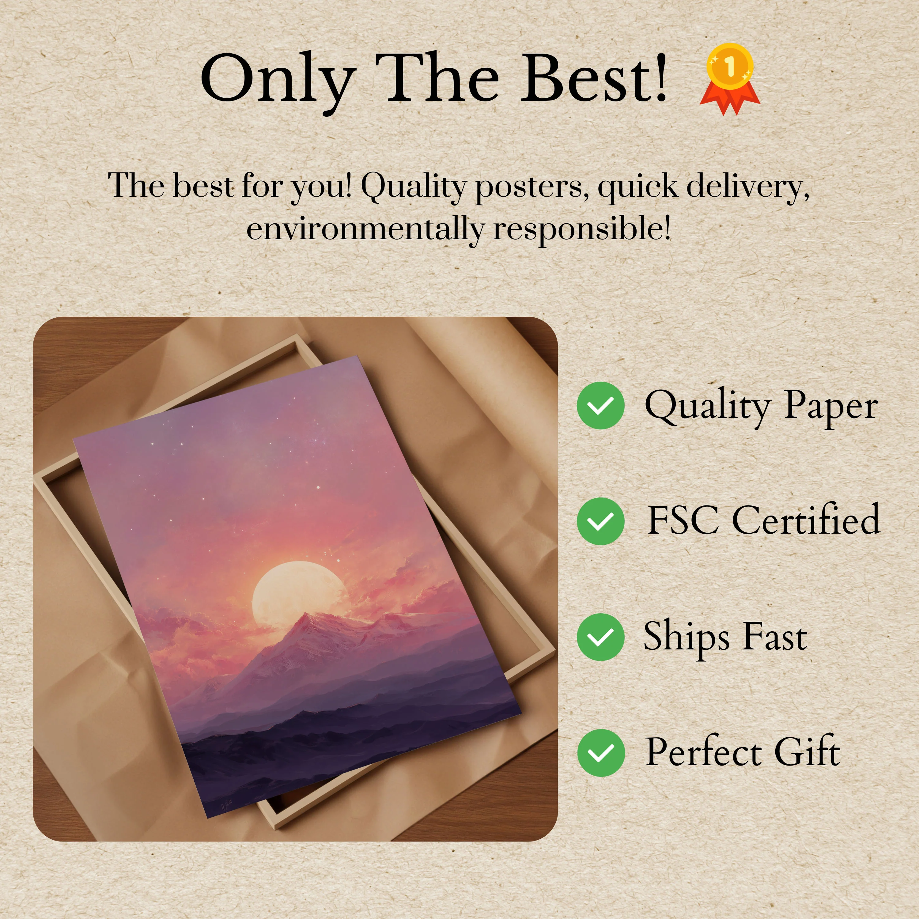 Celestial Mountain Sunset Poster - Image 3