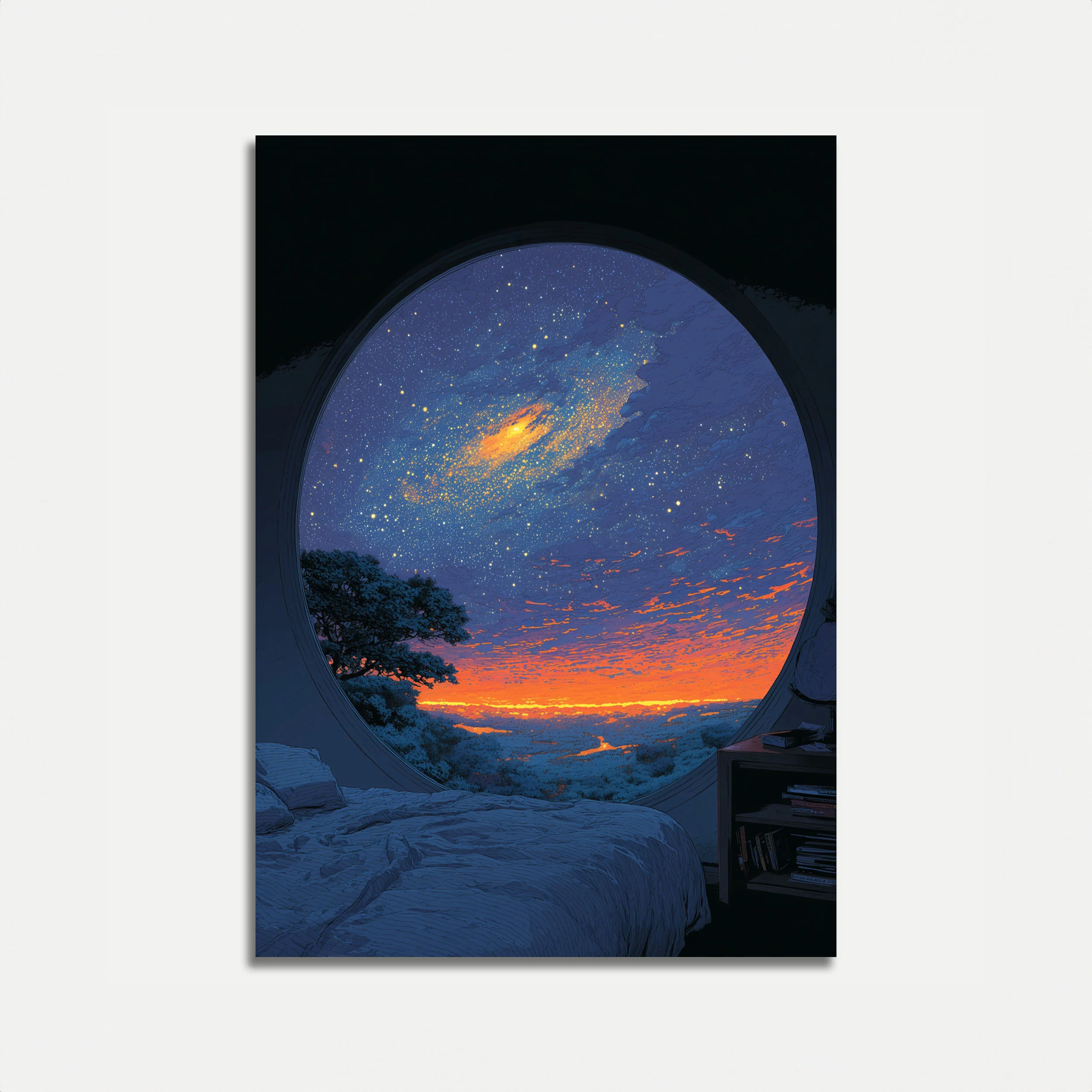 Celestial Sunset Through Window Poster