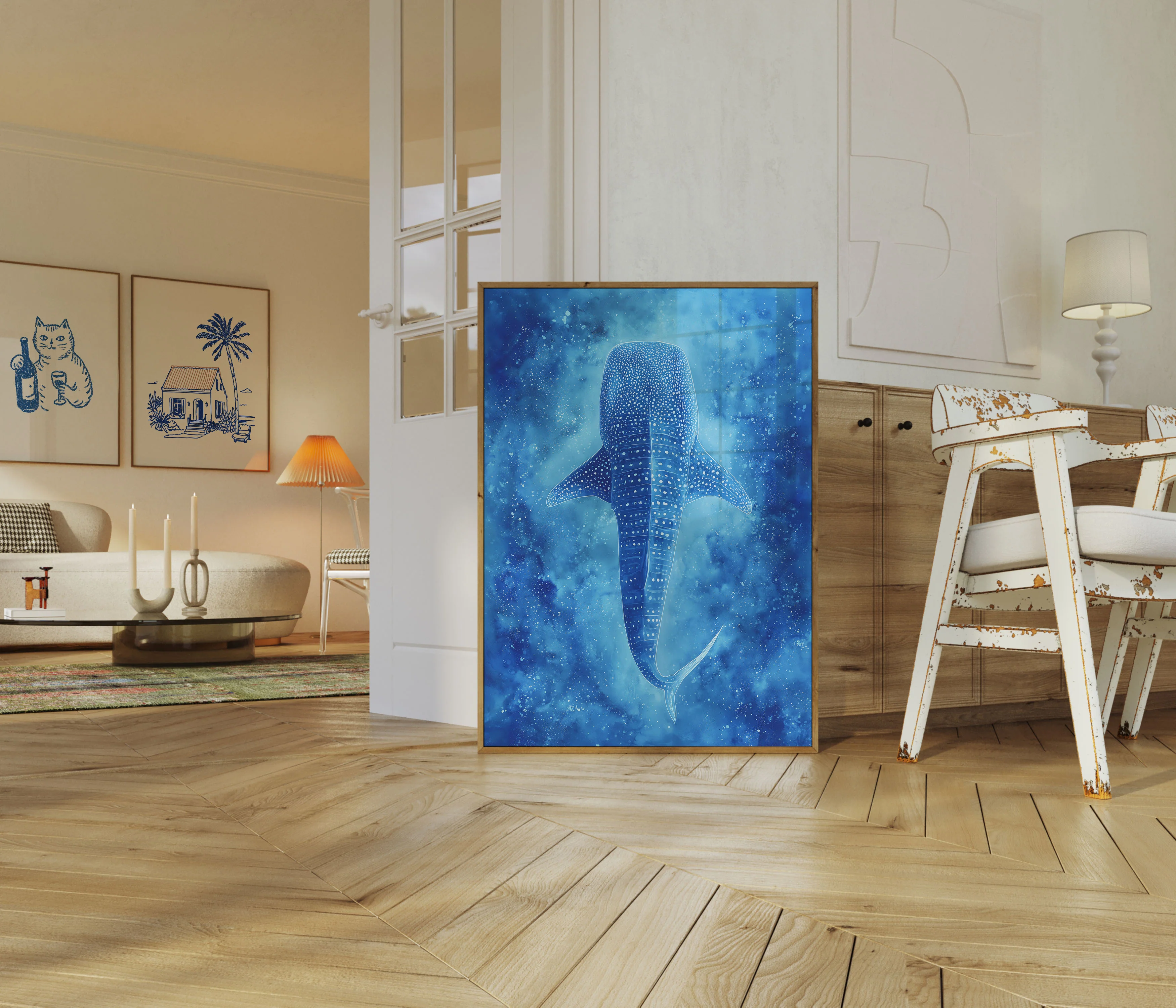 Celestial Whale Shark Blue Poster - Image 5