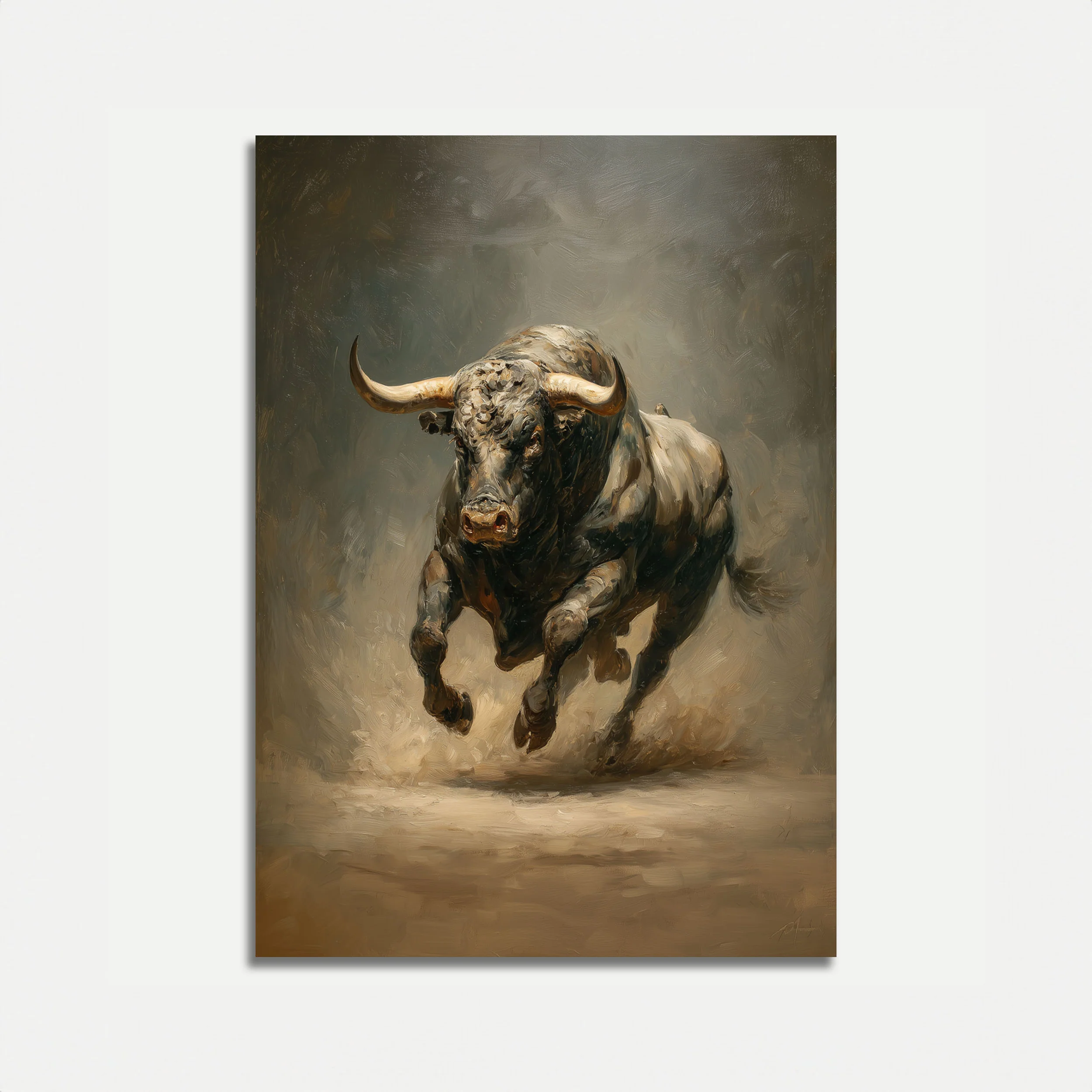 Charging Bull in Motion Poster