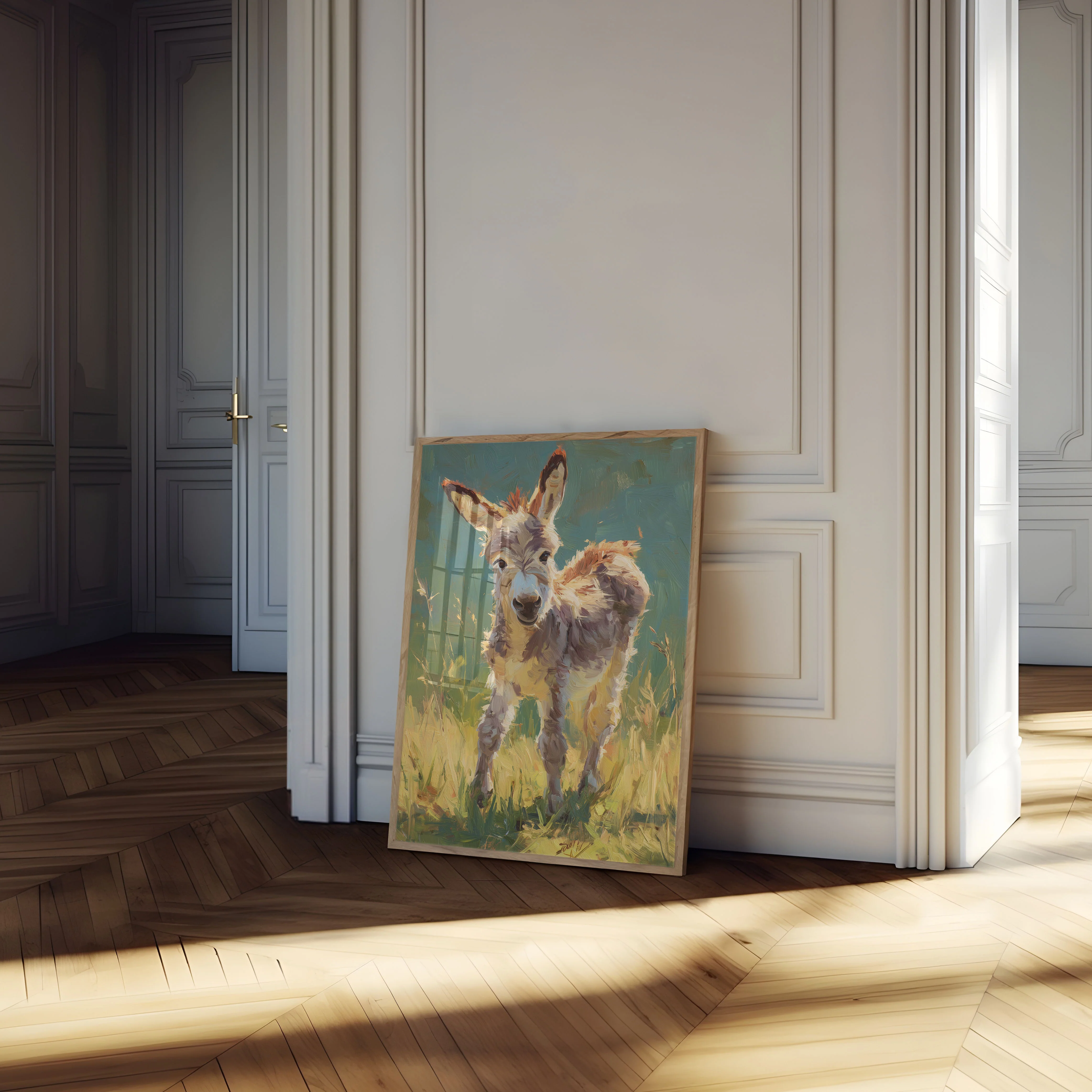 Cheerful Donkey in Grassland Poster - Image 4