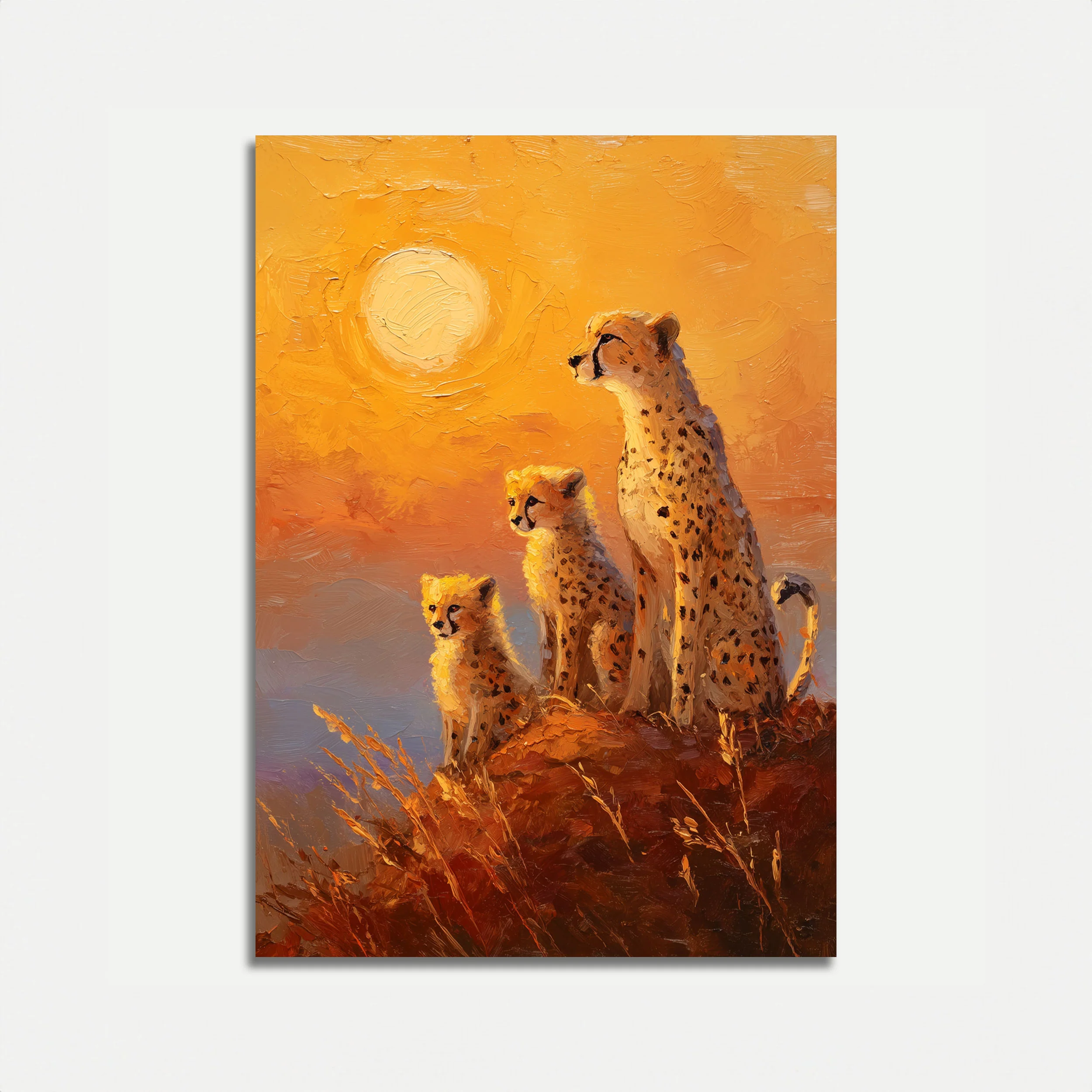 Cheetah Family Golden Savanna Poster
