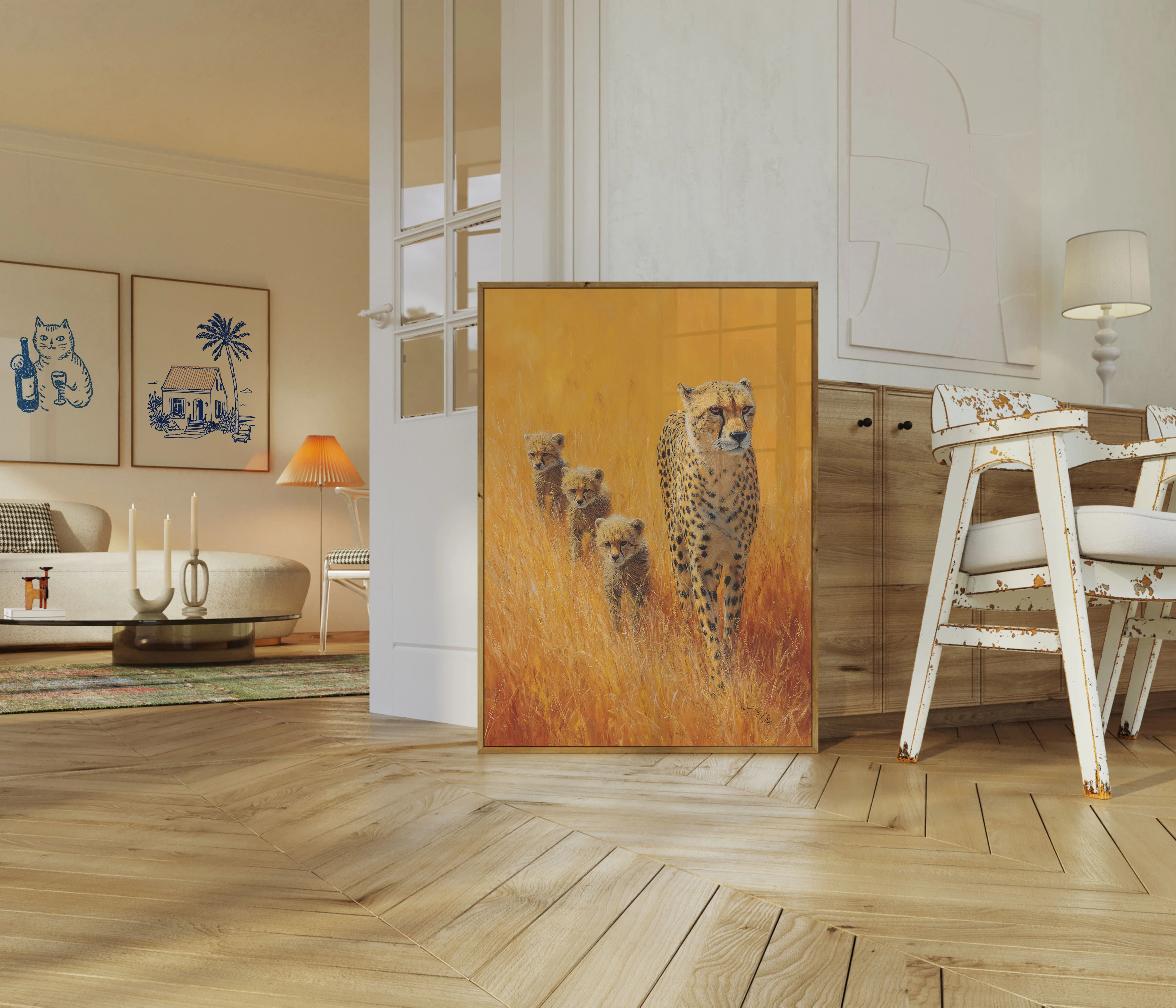 Cheetah Family in Golden Savanna Poster - Image 5
