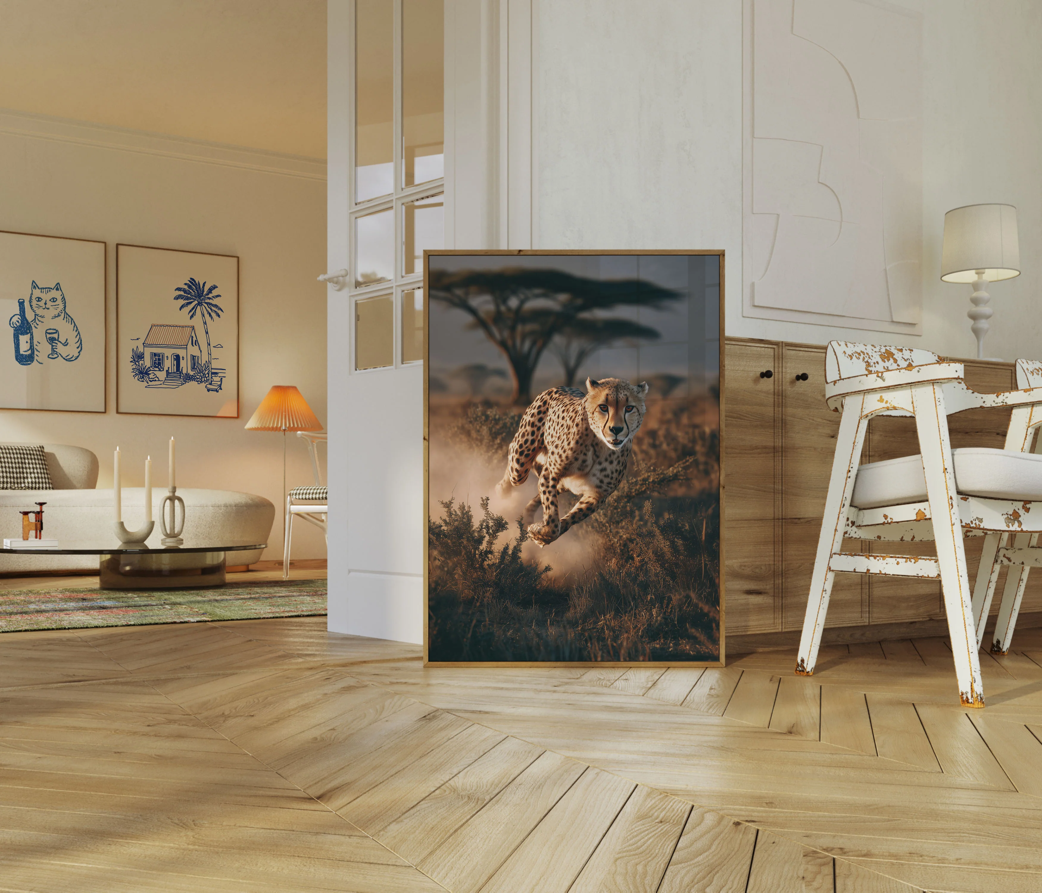 Cheetah Running in Dust Poster - Image 5