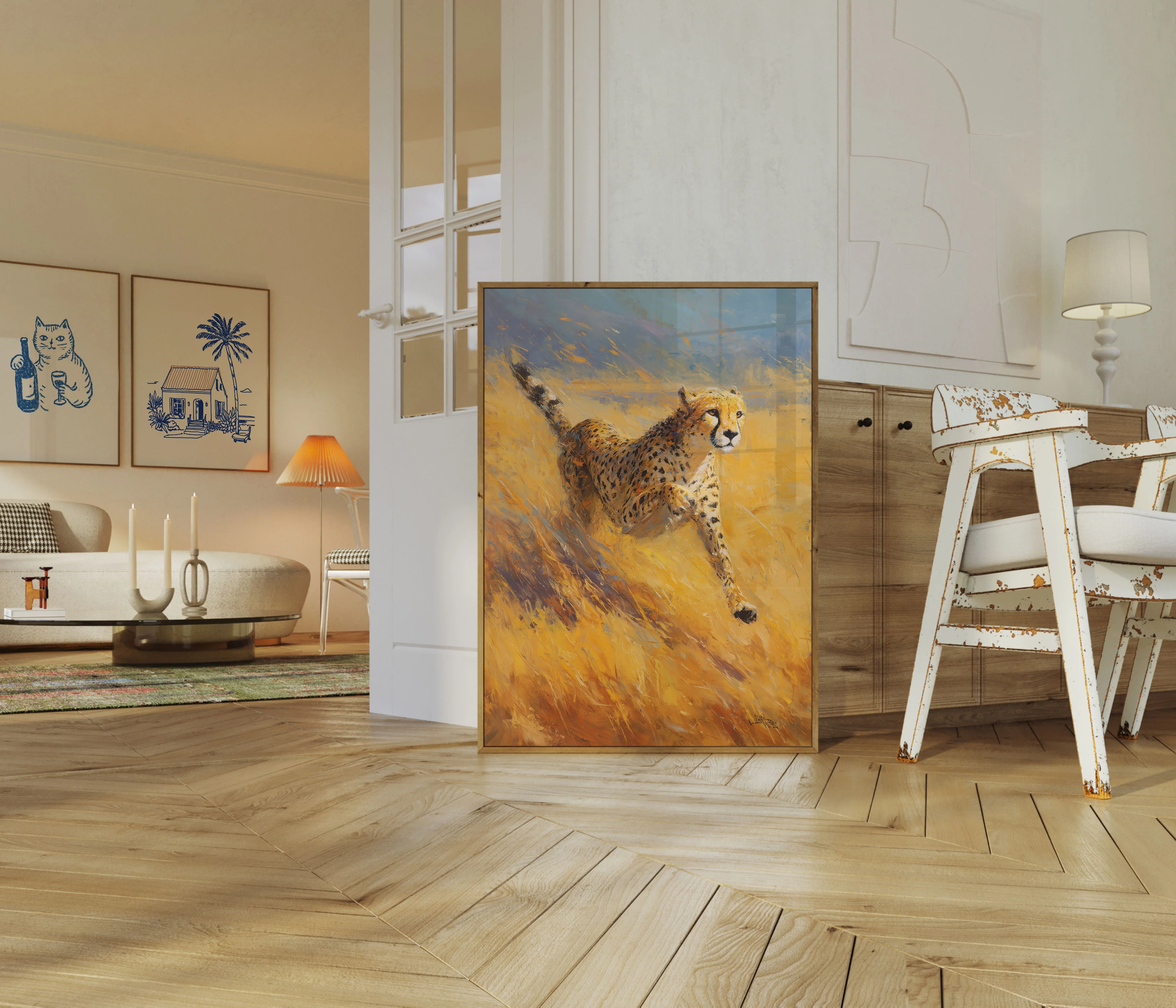 Cheetah Running Through Grassland Poster - Image 5