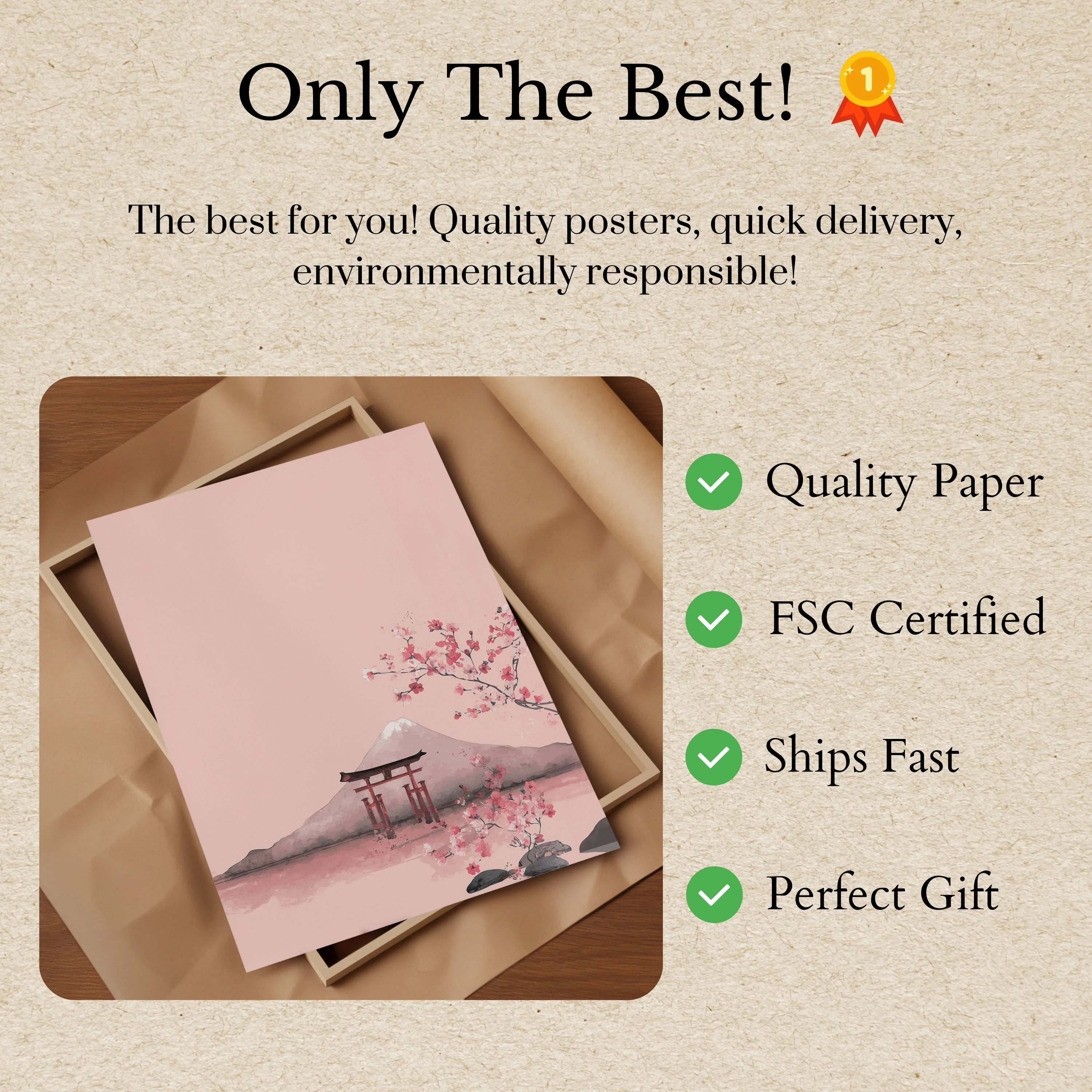 Cherry Blossom Mountain Landscape Poster - Image 3