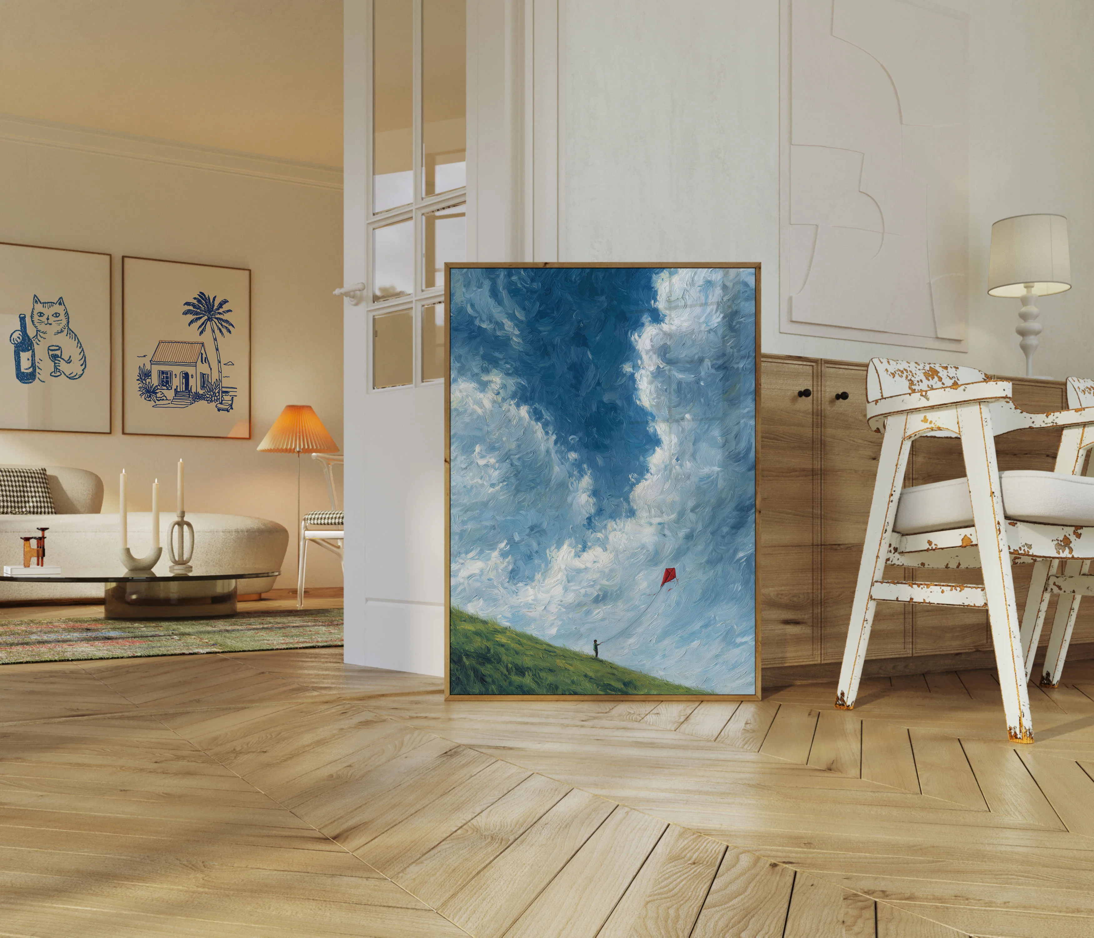 Child Flying Red Kite Poster - Image 5