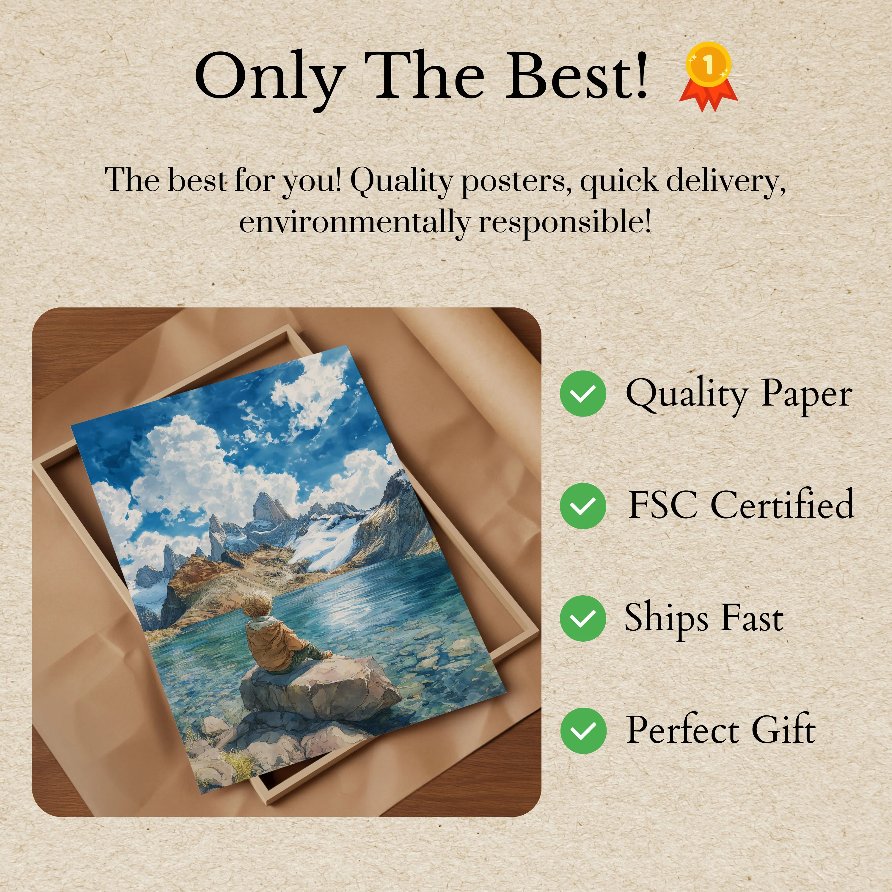 Child Gazing at Alpine Mountains Poster - Image 3