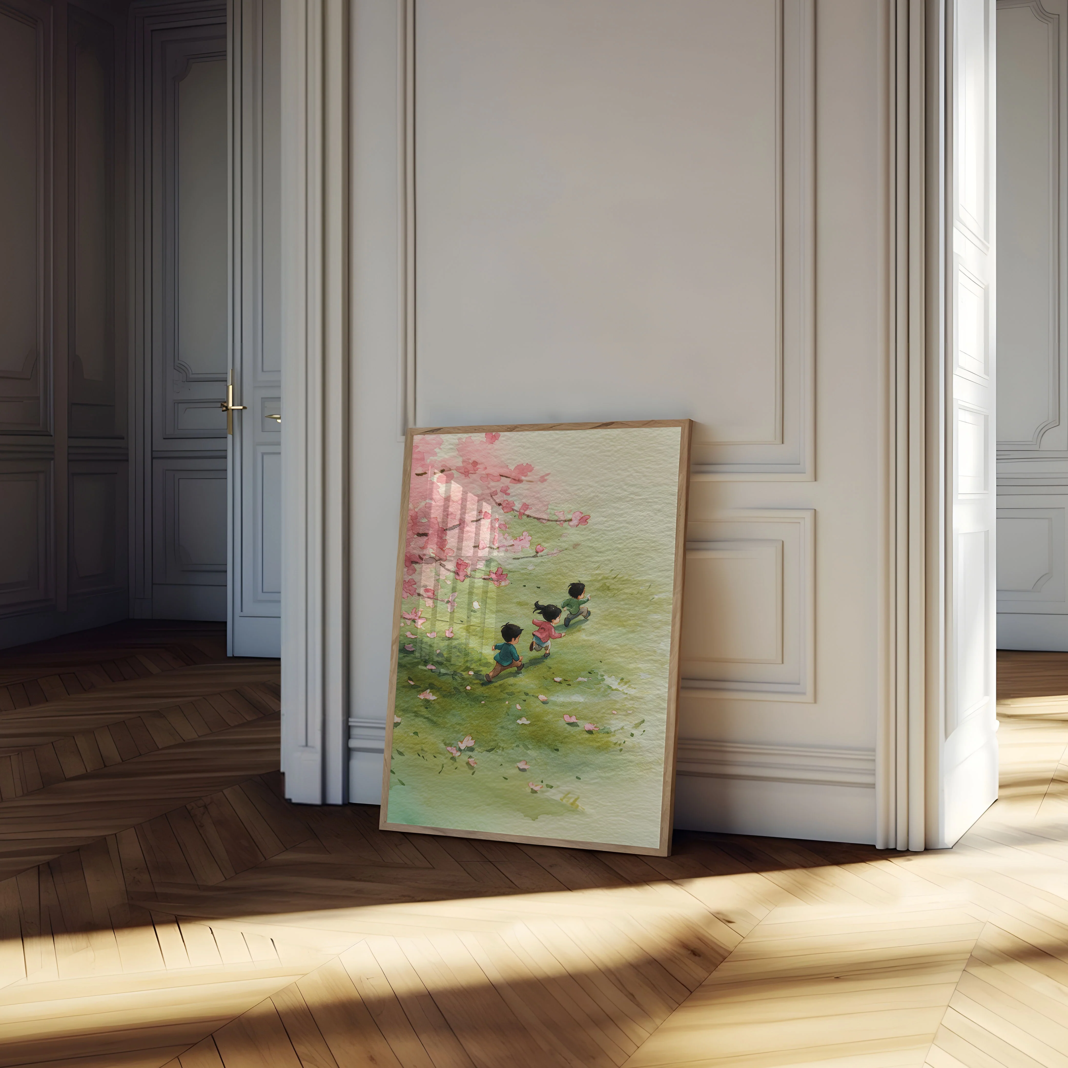 Children Playing Under Cherry Blossoms Poster - Image 4
