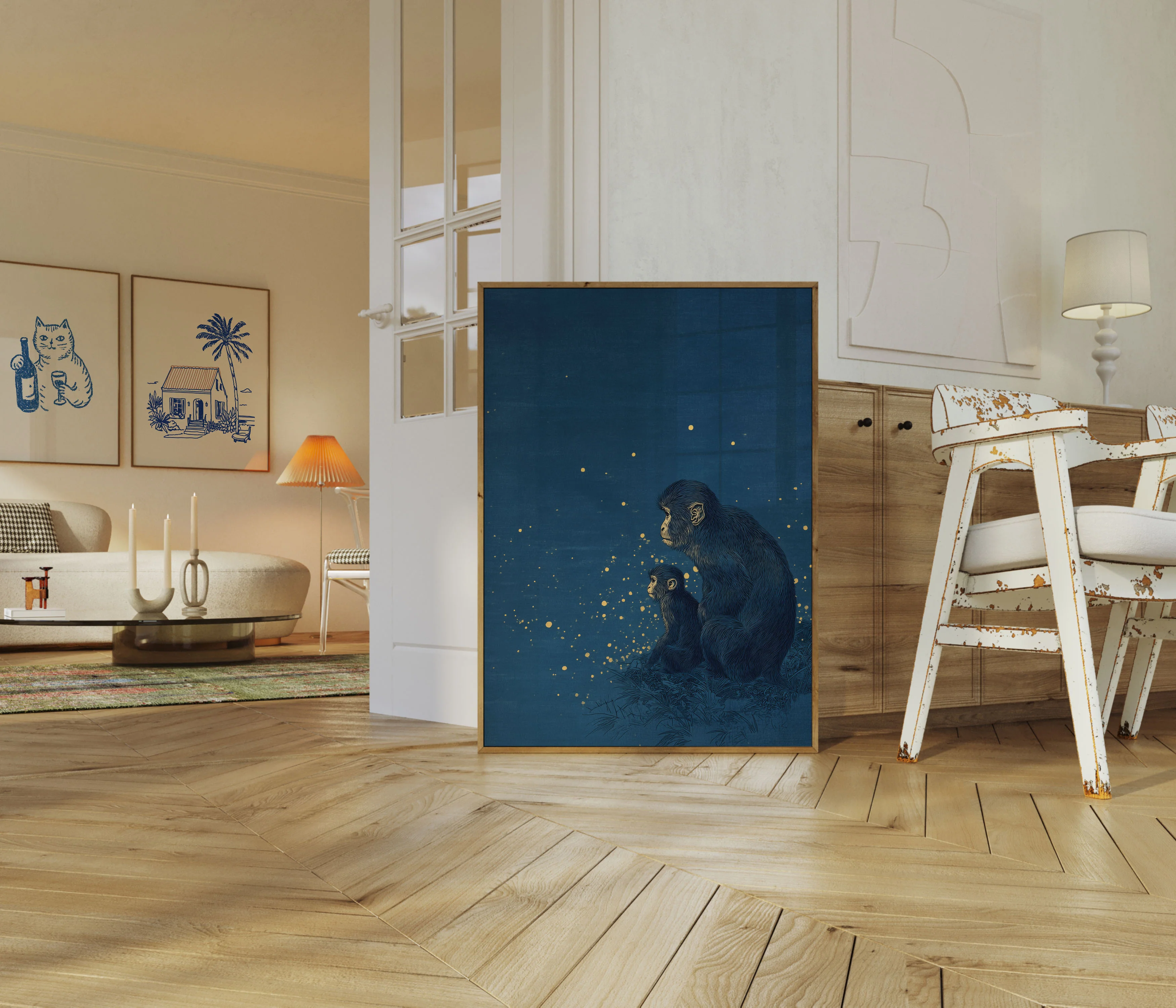 Chimpanzee Family Under Stars Poster - Image 5