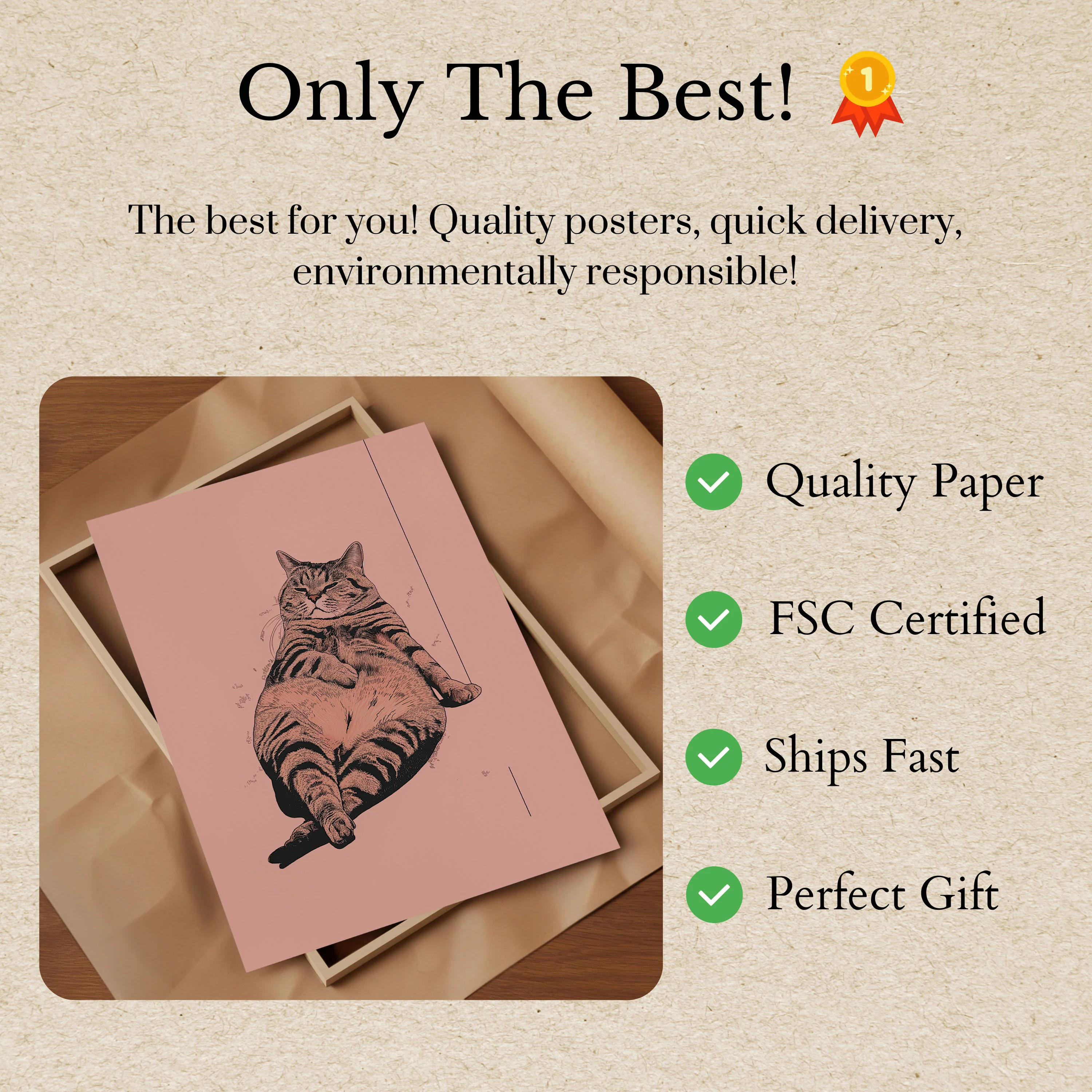 Chubby Contented Cat Poster - Image 3