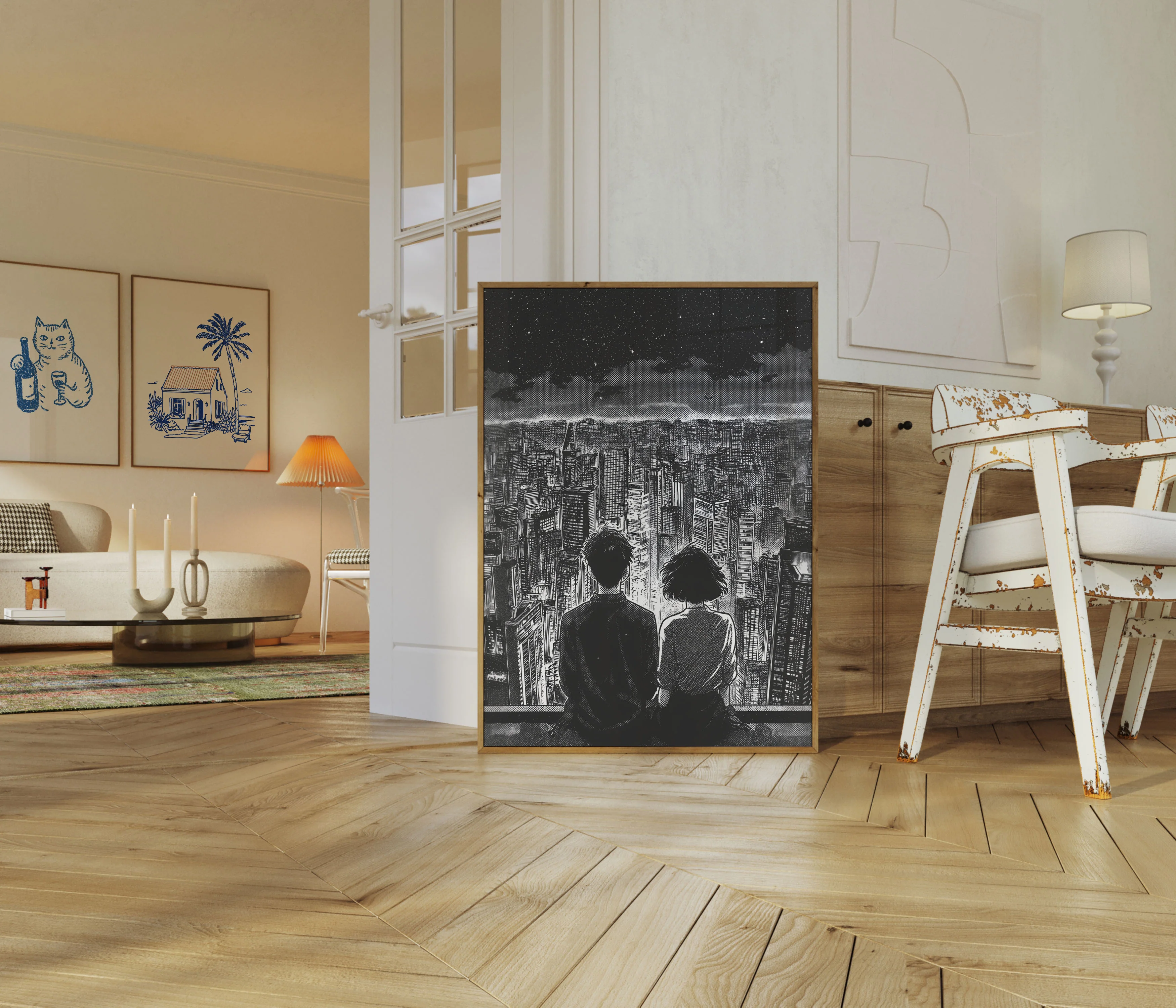City Skyline Night Contemplation Poster - Image 5
