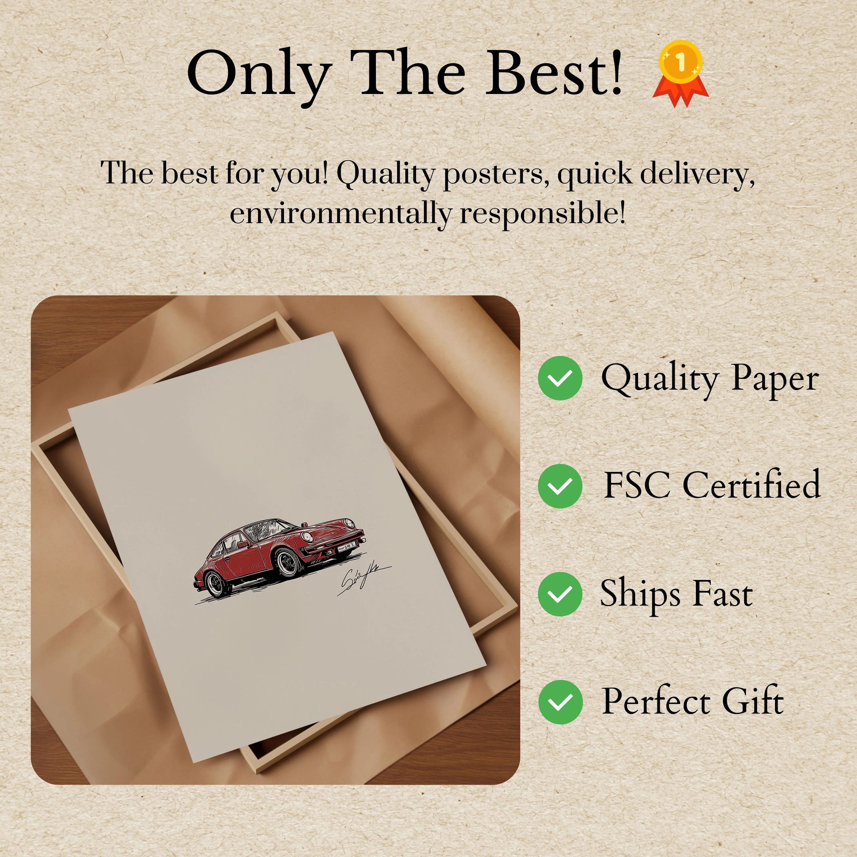 Classic Red Porsche 911 Poster - Image 3