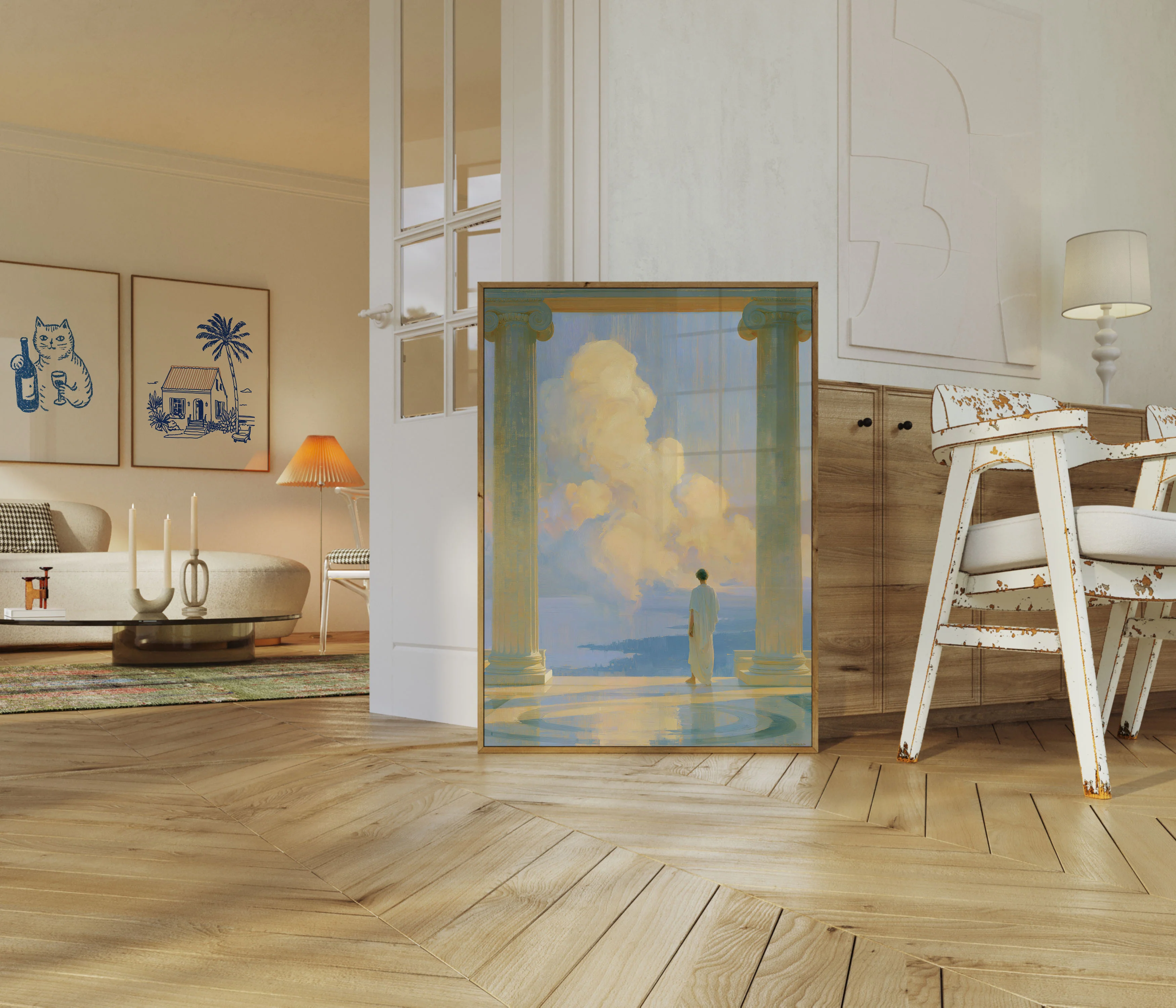 Classical Figure Gazing at Clouds Poster - Image 5