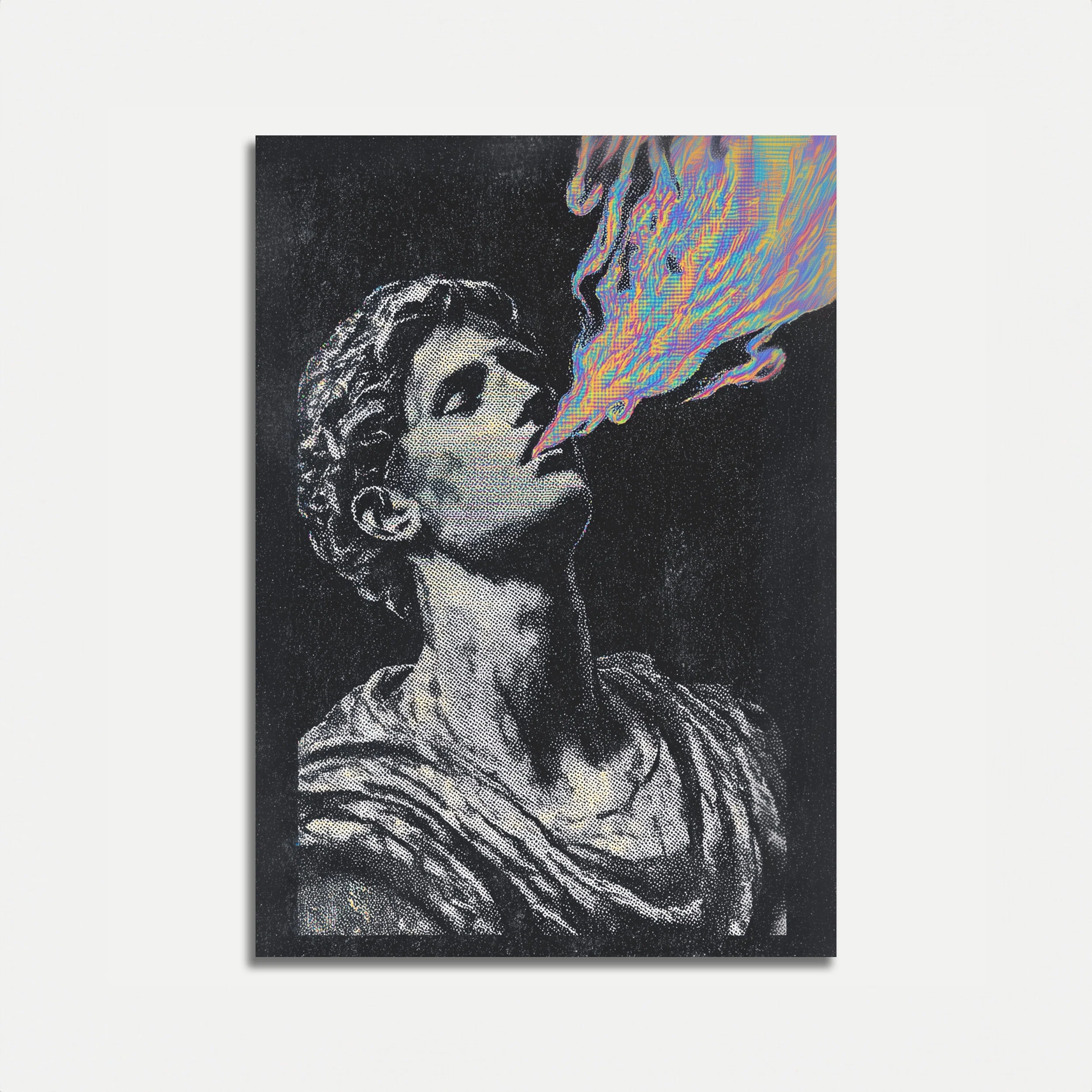 Classical Statue with Digital Energy Poster
