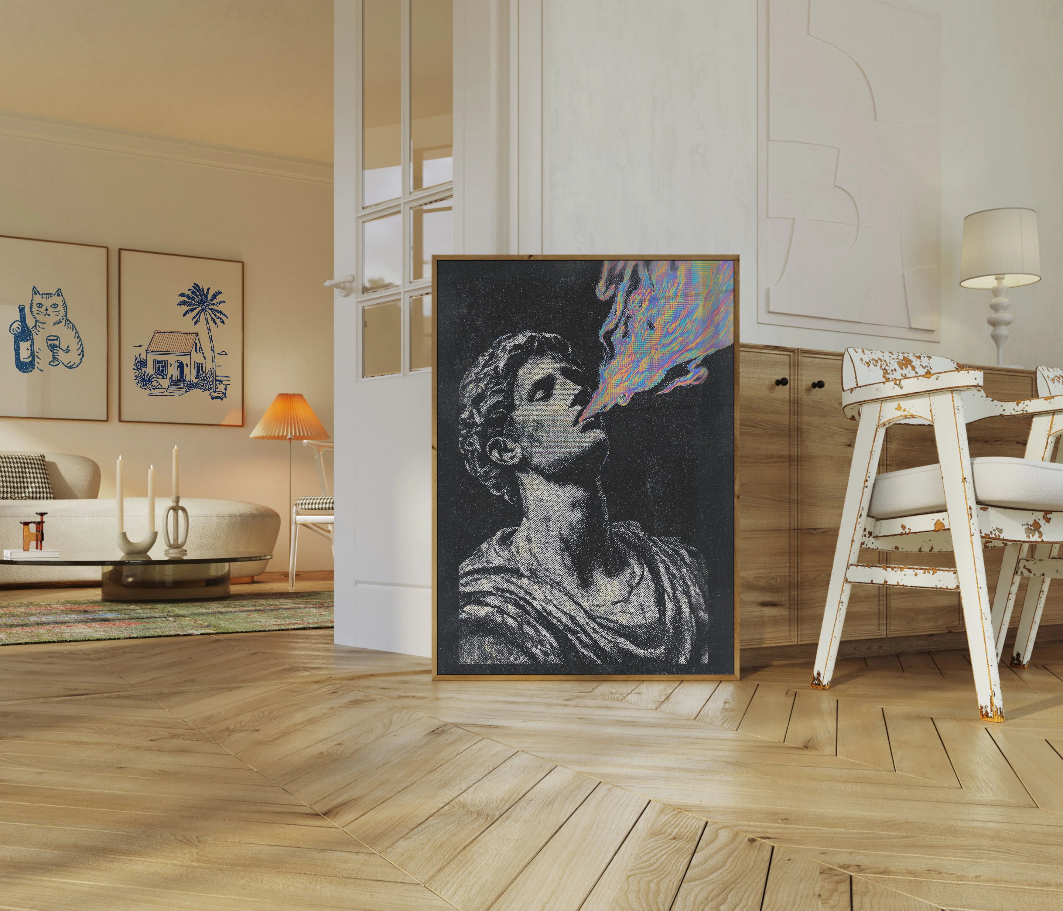 Classical Statue with Digital Energy Poster - Image 5