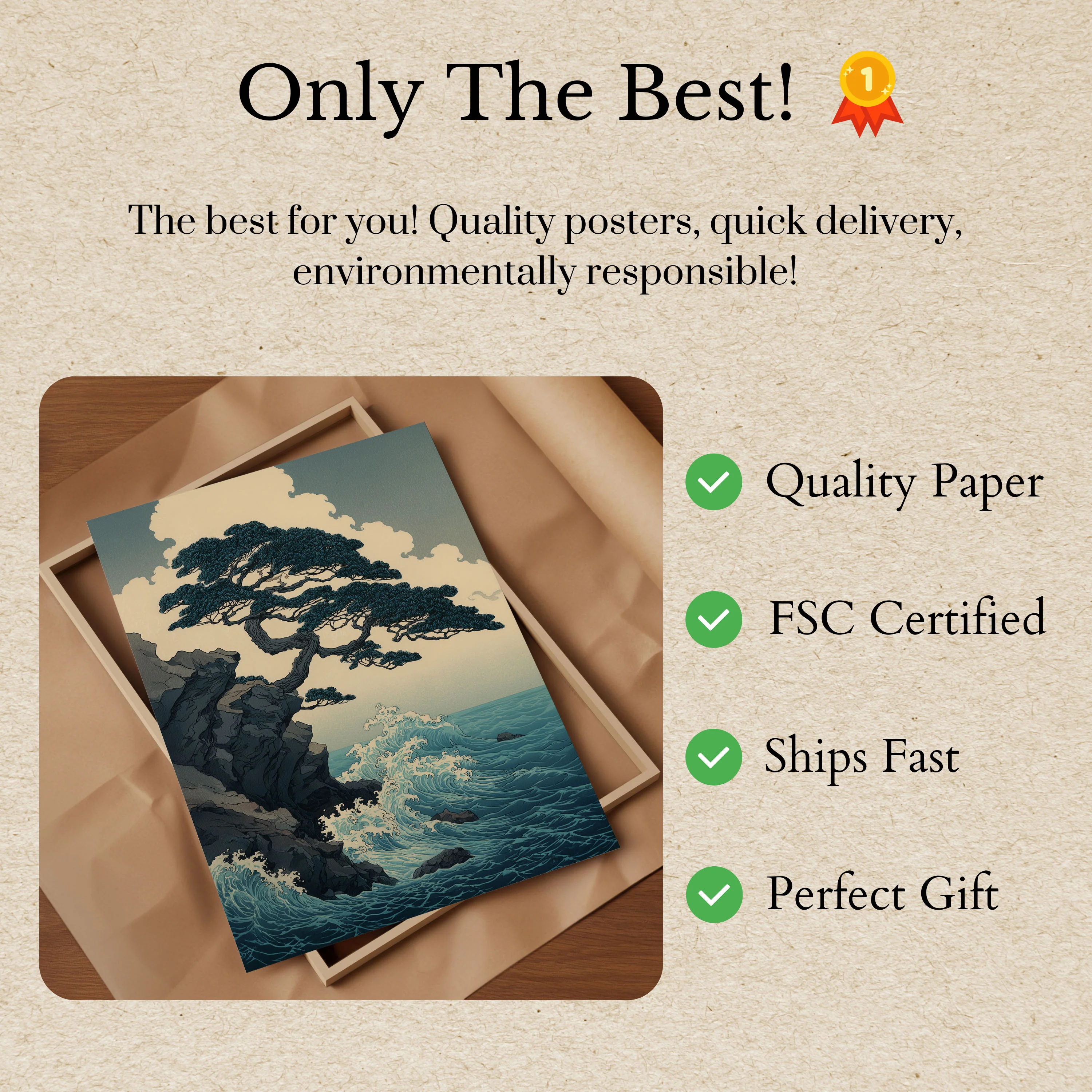 Coastal Bonsai Tree Ocean Poster - Image 3