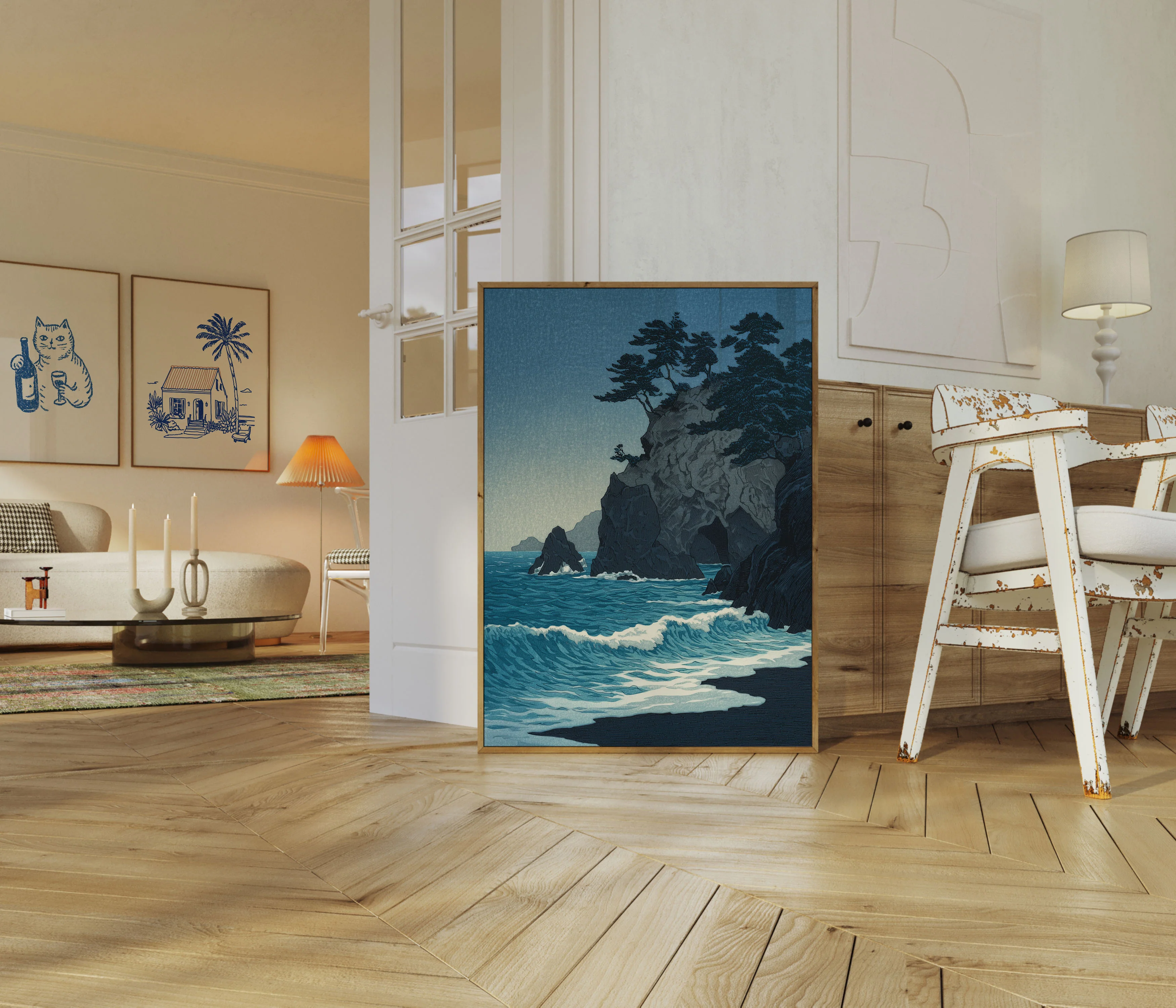 Coastal Cliffs with Windswept Trees Poster - Image 5
