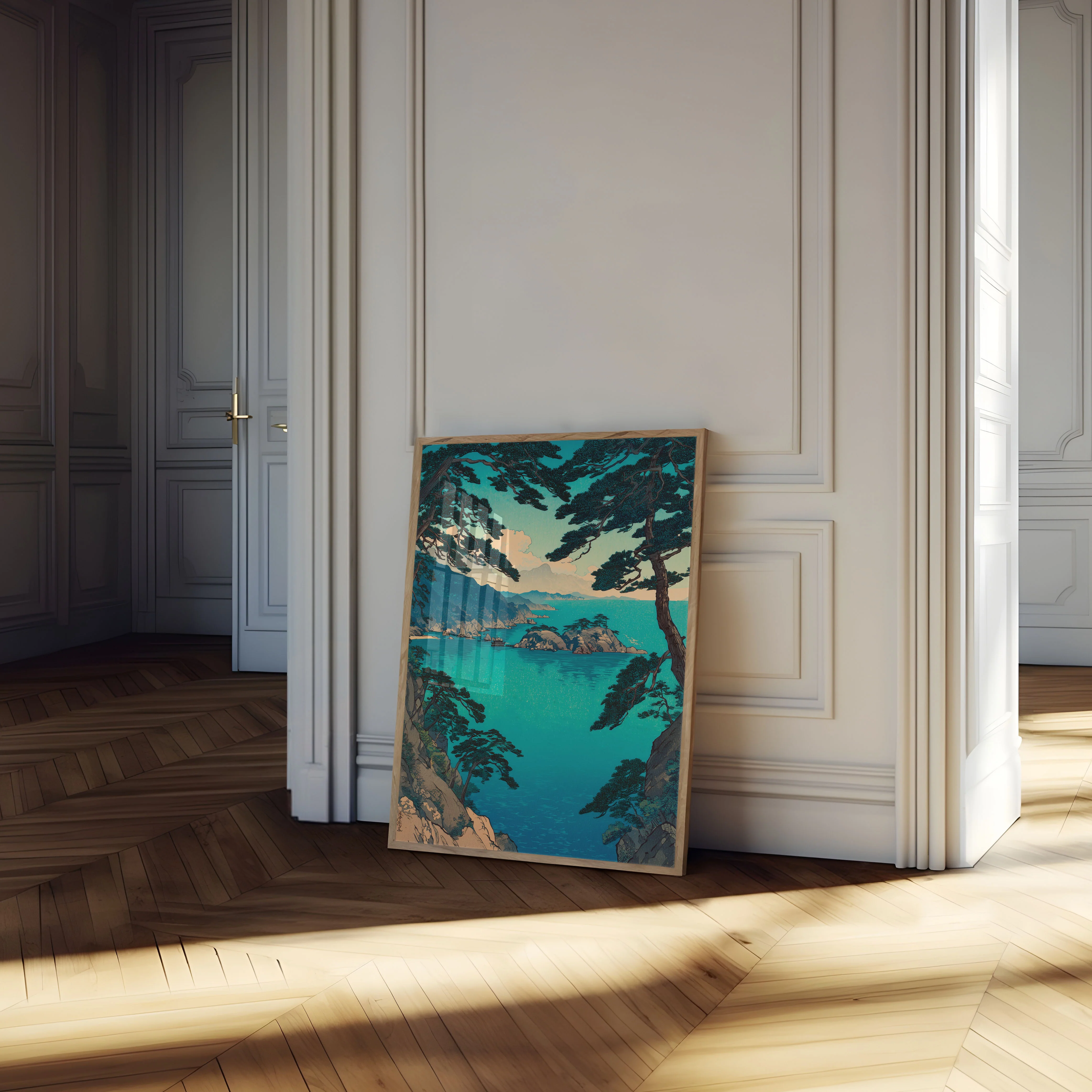 Coastal Cove with Pine Trees Poster - Image 4