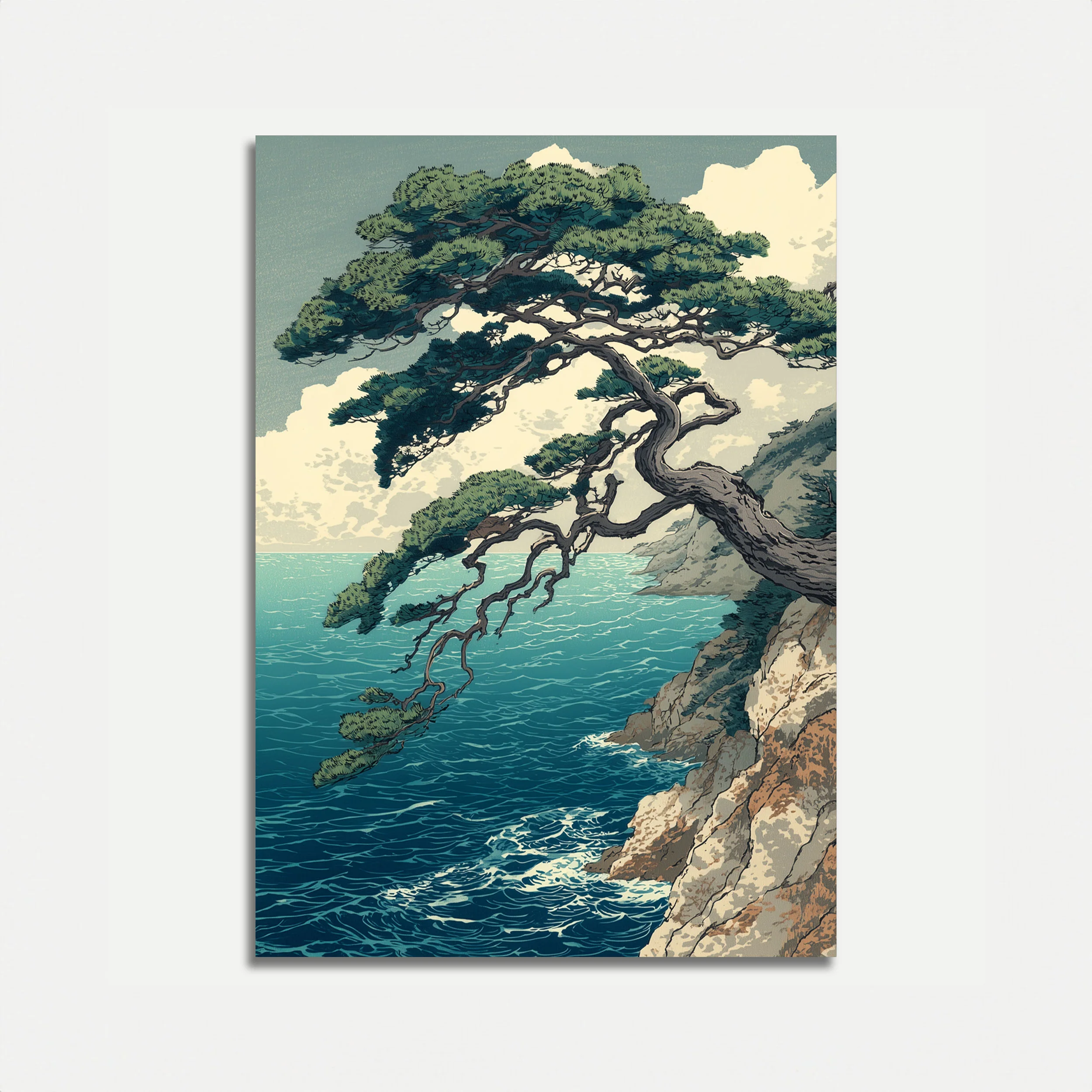 Coastal Pine Tree Landscape Poster