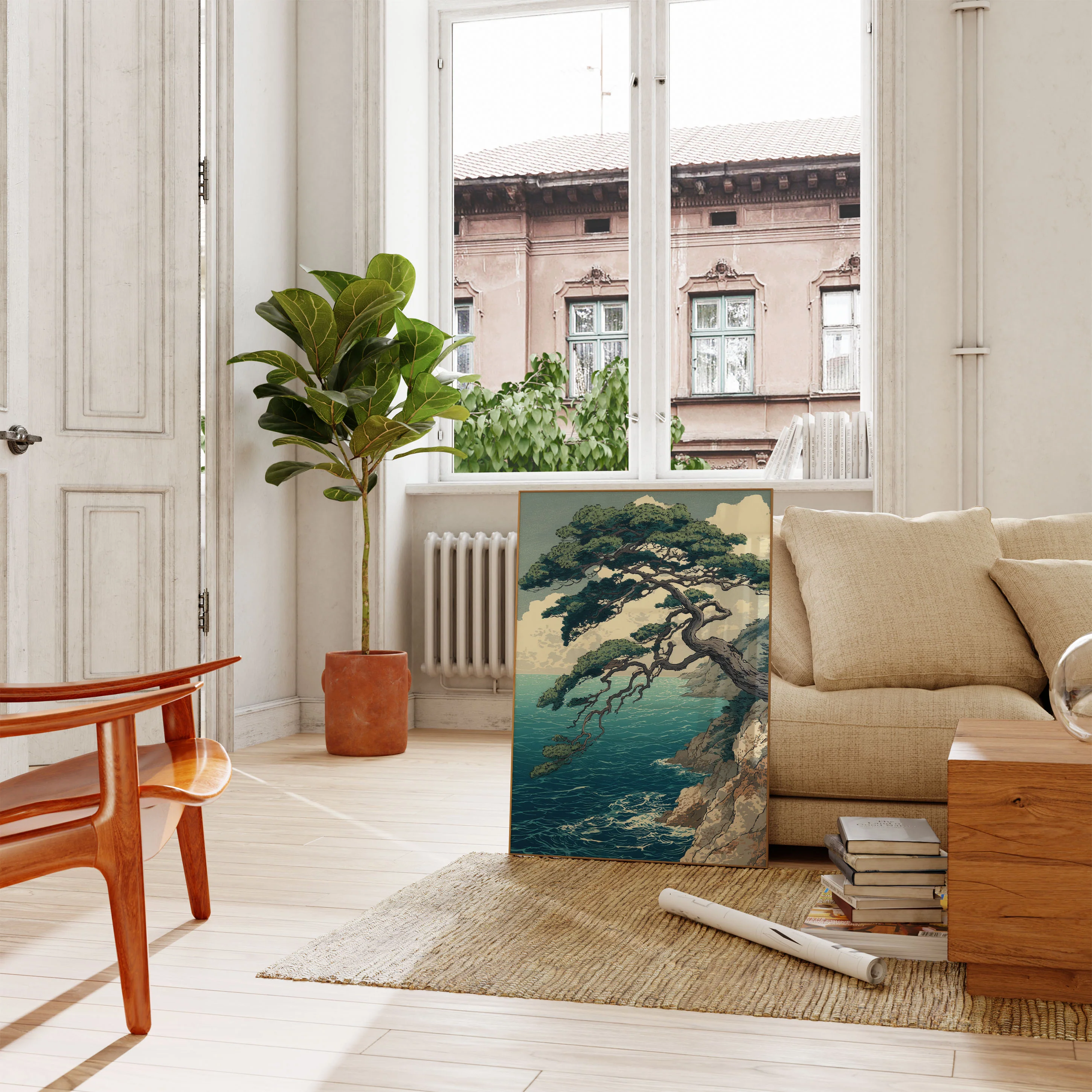 Coastal Pine Tree Landscape Poster - Image 2