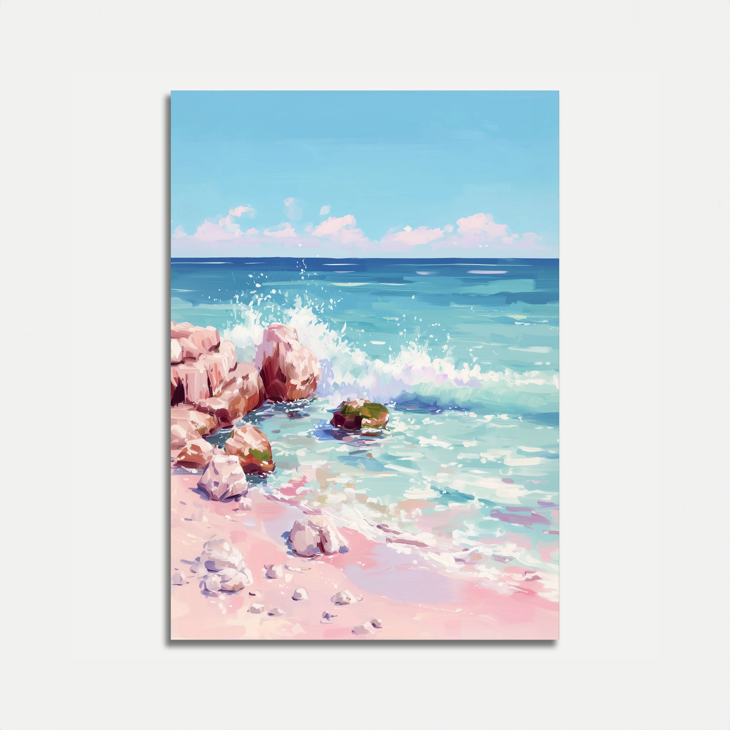 Coastal Rocks Ocean Waves Poster