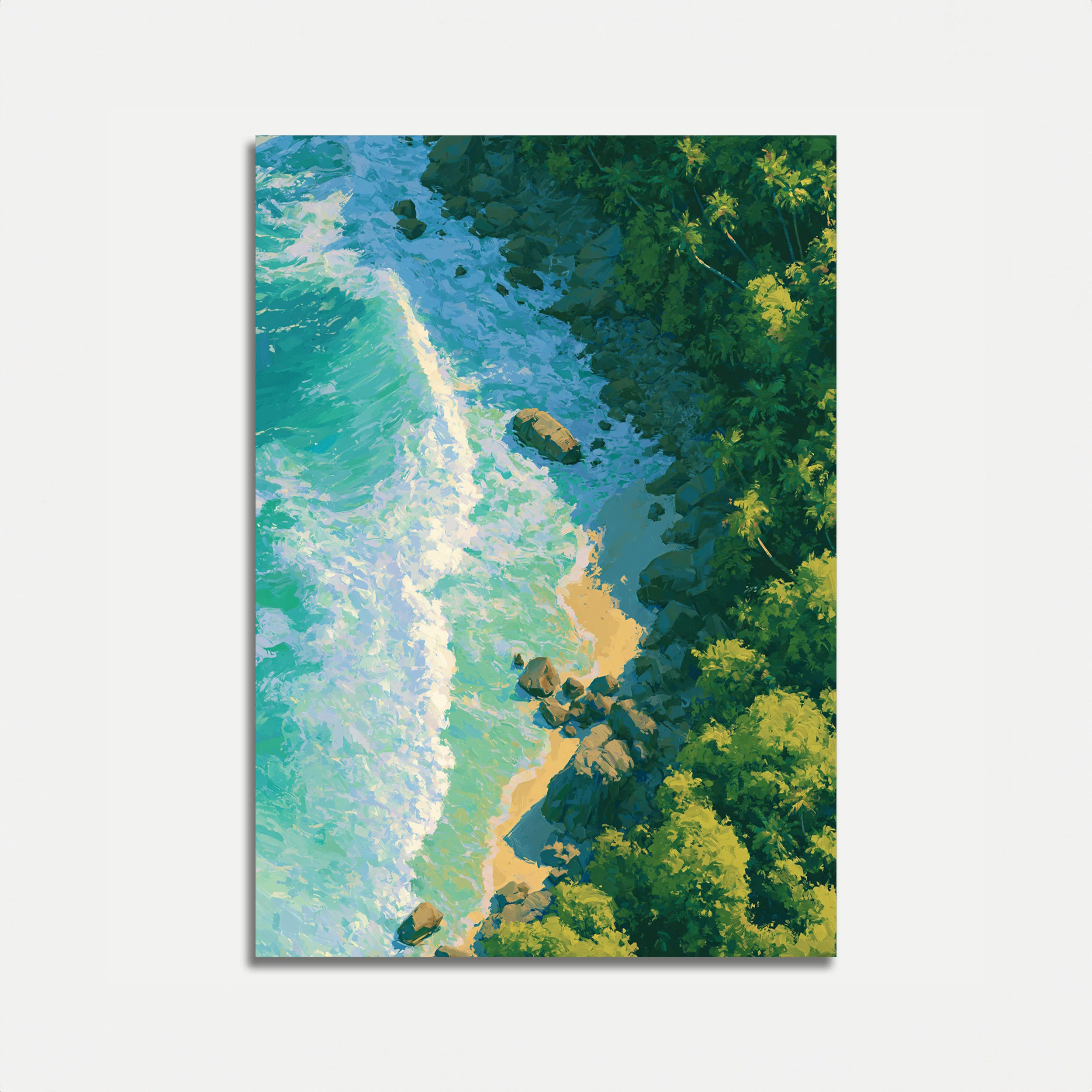 Coastal Waves and Sandy Beach Poster