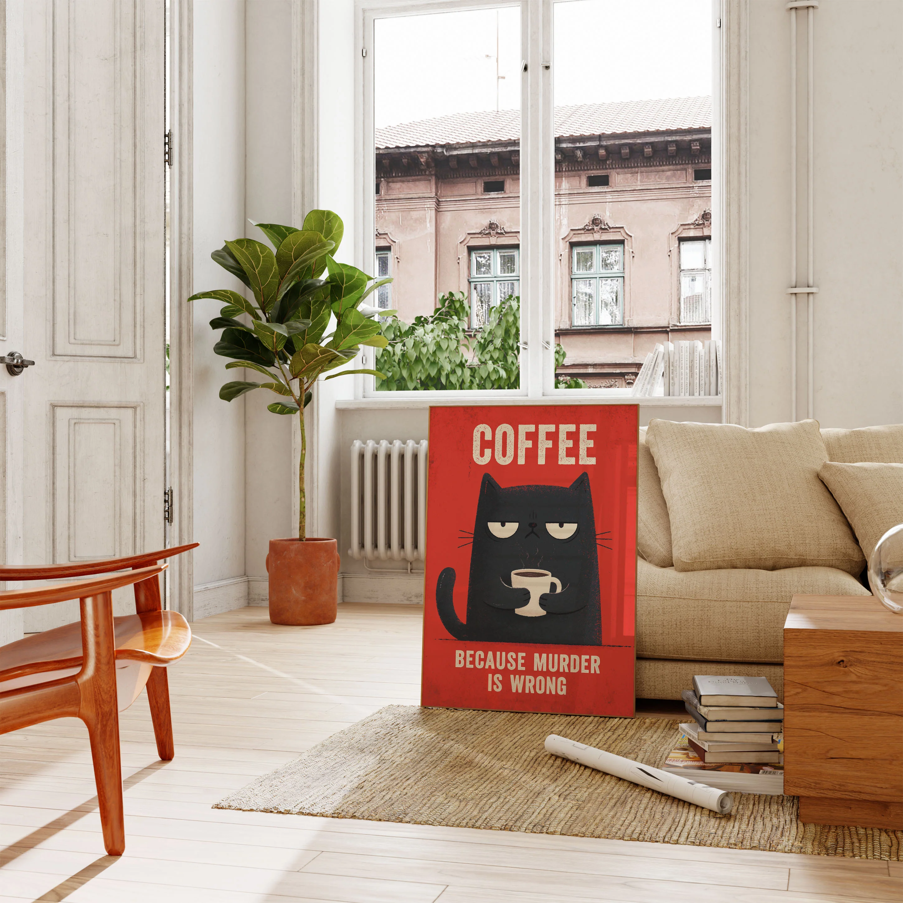 Coffee Cat Humor Poster - Image 2