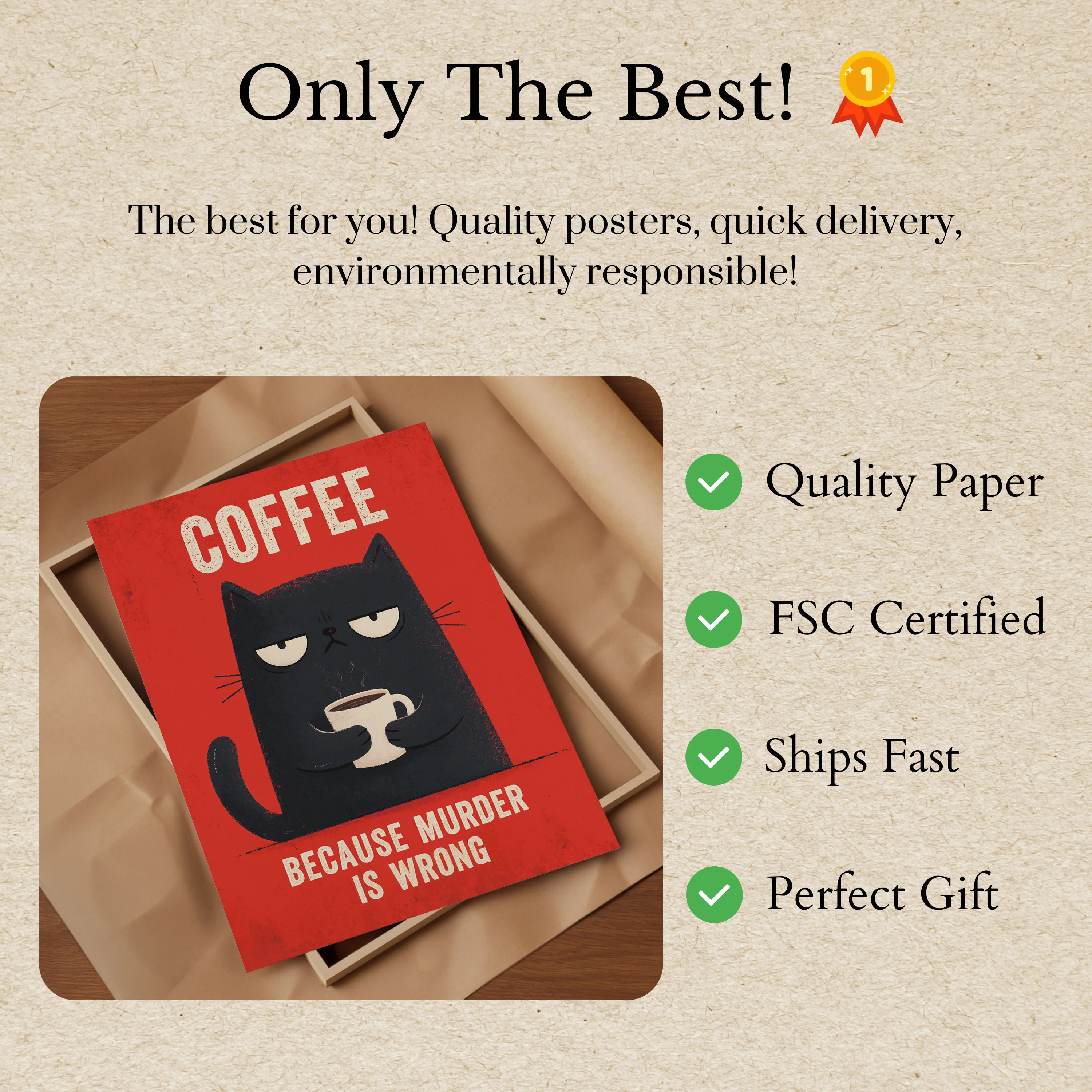 Coffee Cat Humor Poster - Image 3
