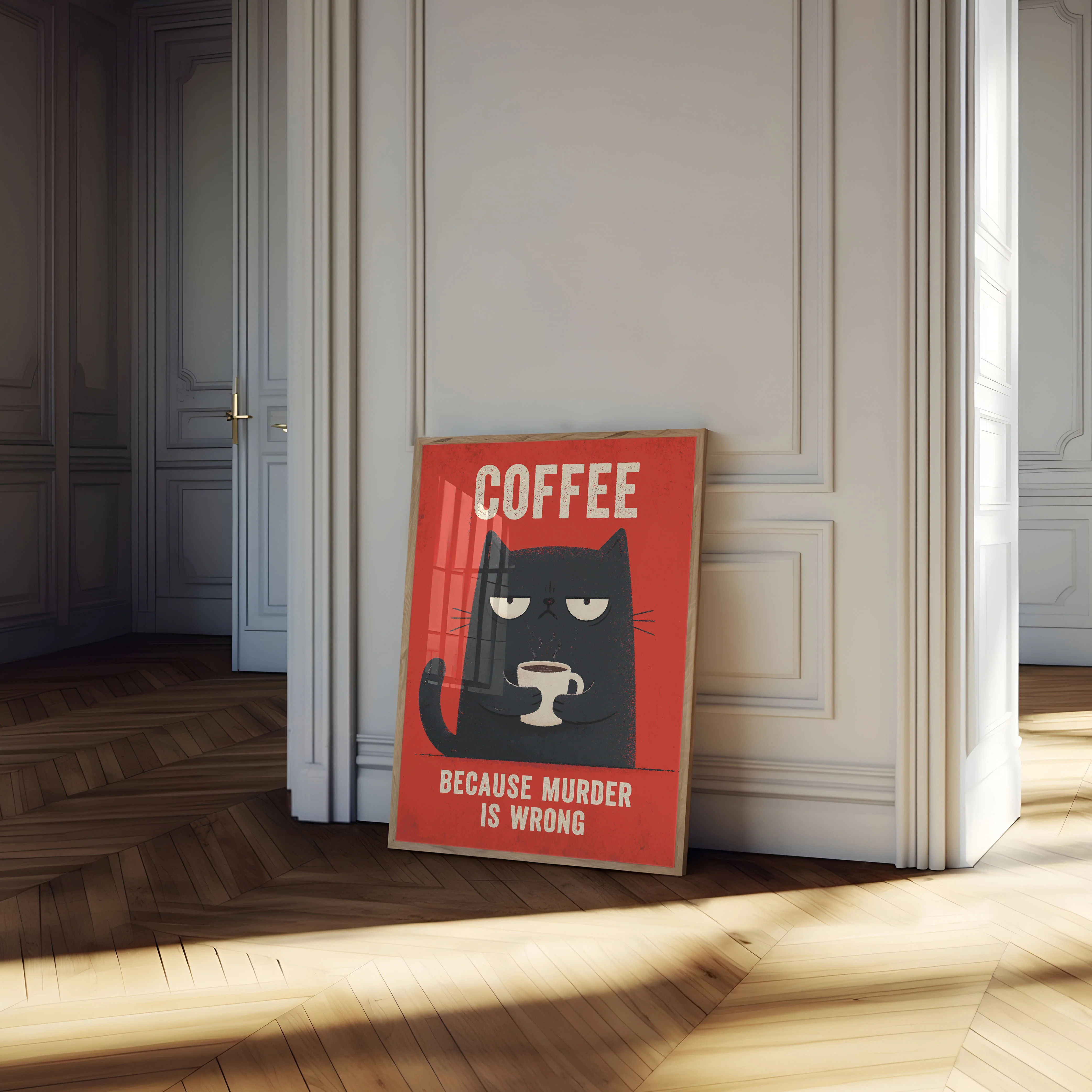 Coffee Cat Humor Poster - Image 4