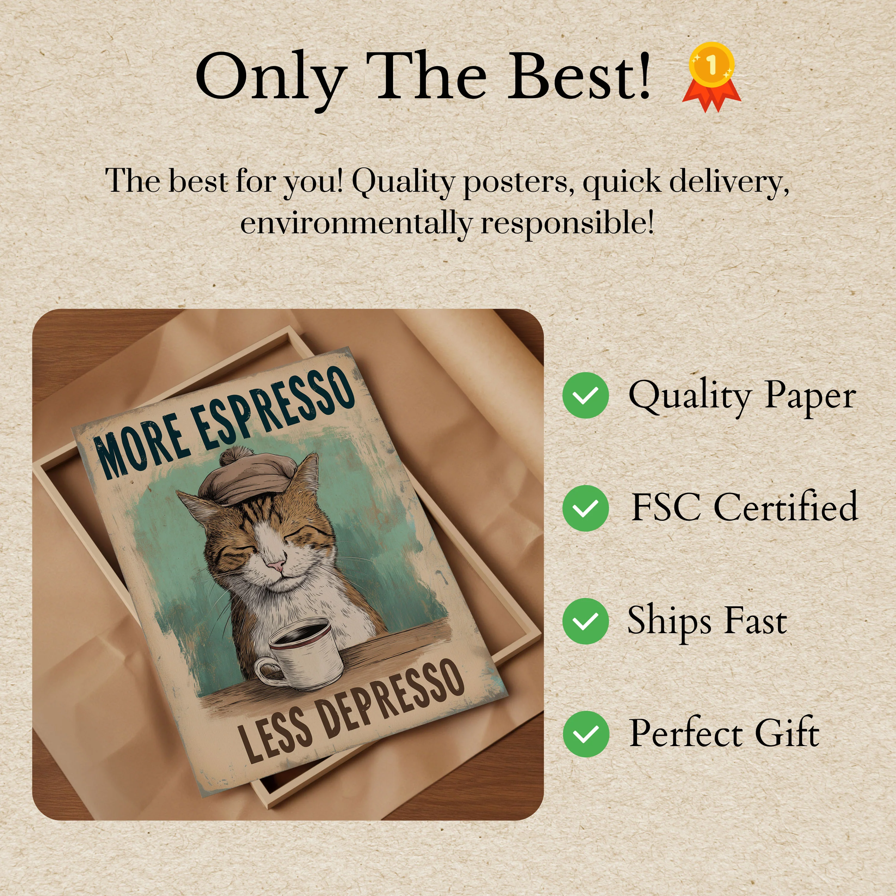 Coffee Lover's Cozy Cat Poster - Image 3