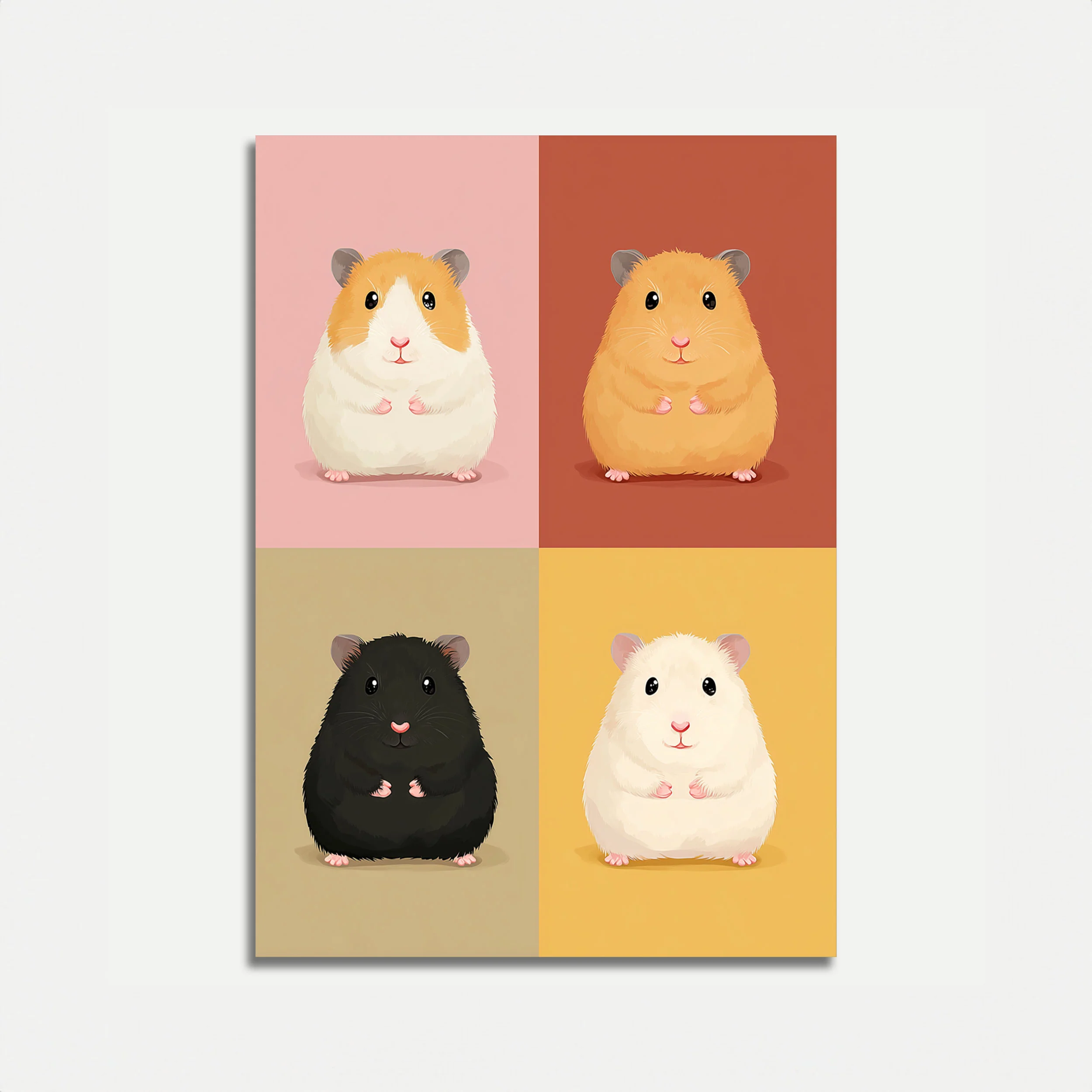 Colorful Chubby Hamster Quartet Poster