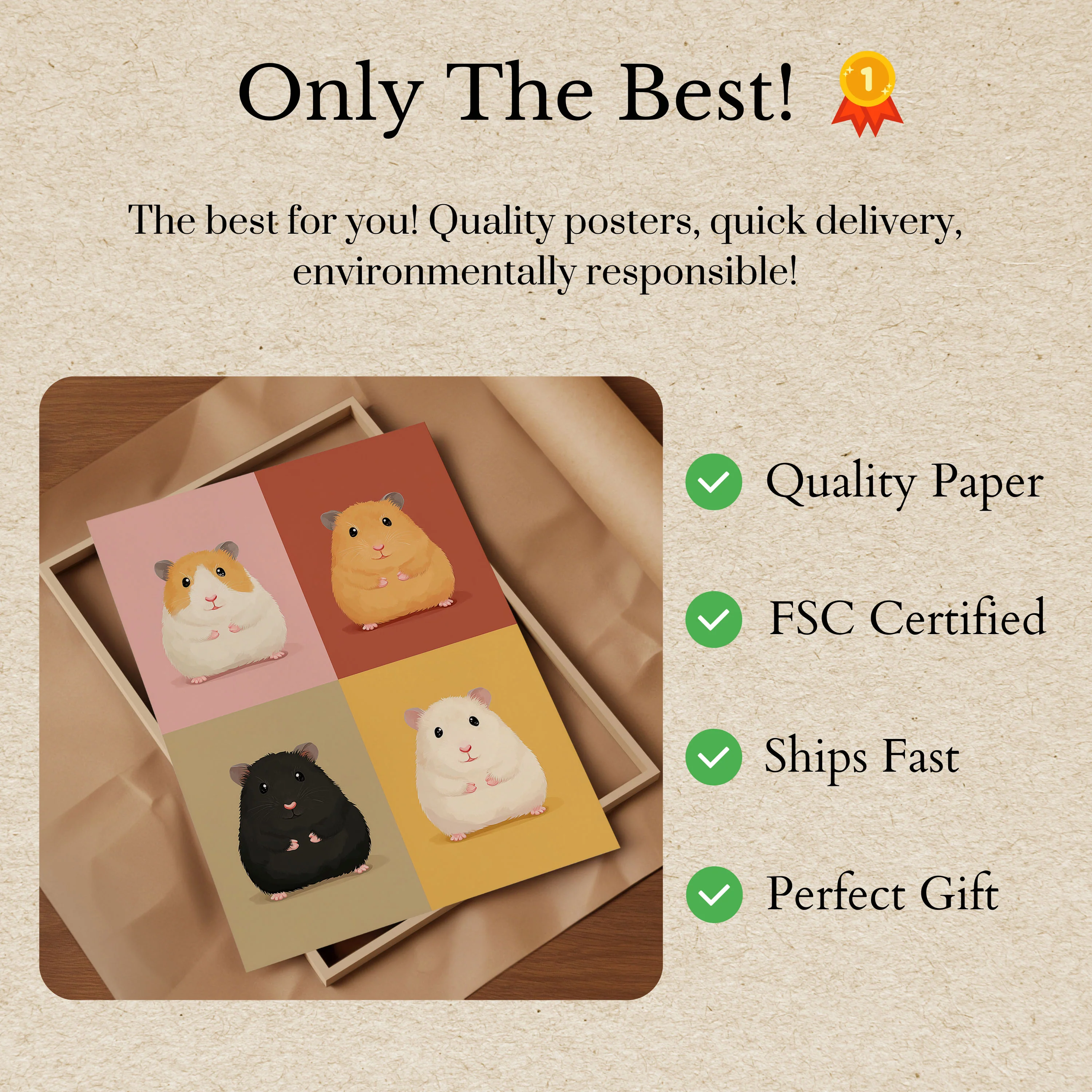 Colorful Chubby Hamster Quartet Poster - Image 3